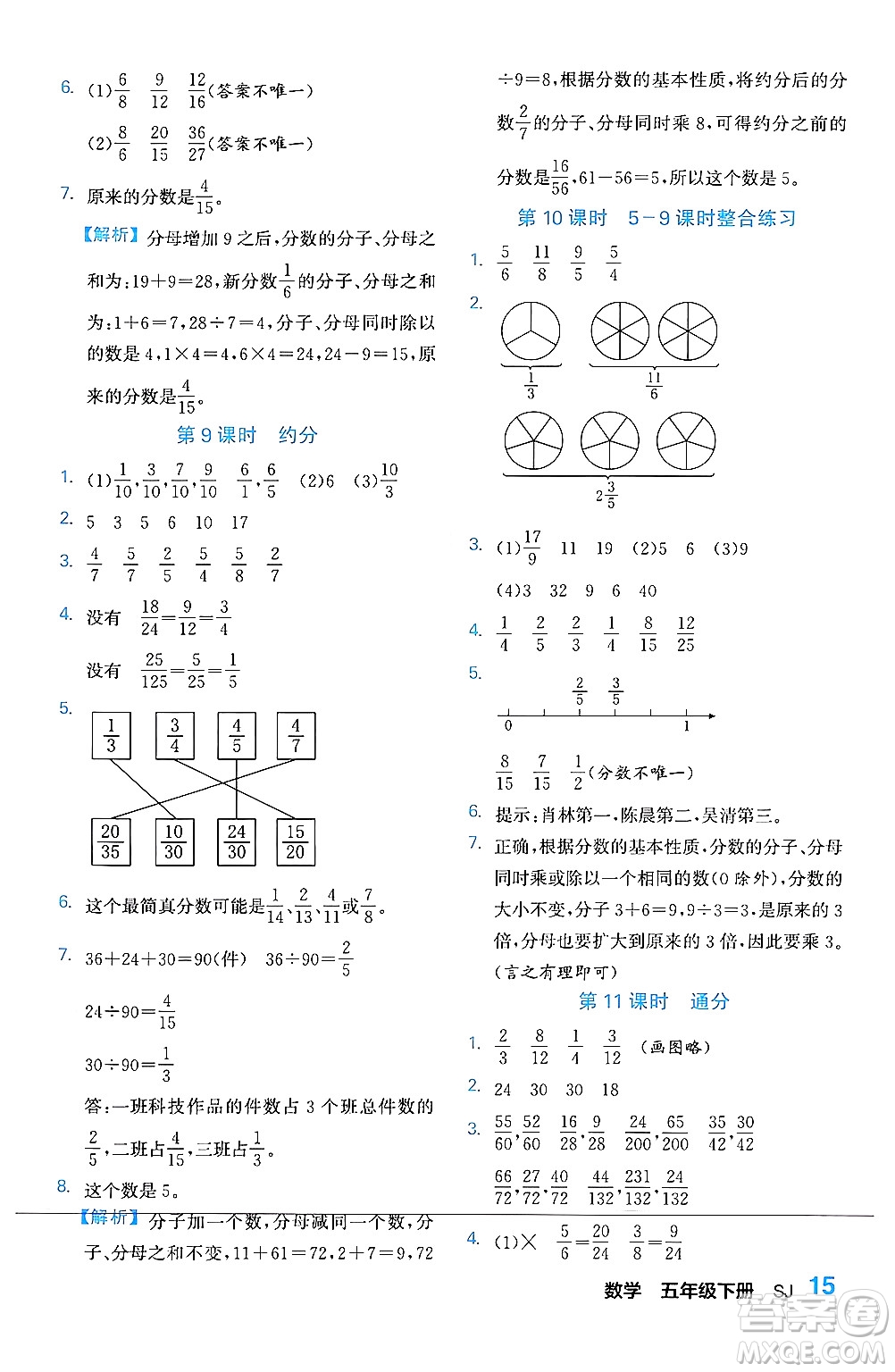 合肥工業(yè)大學(xué)出版社2024年春黃岡課課通同步隨堂檢測五年級數(shù)學(xué)下冊蘇教版答案