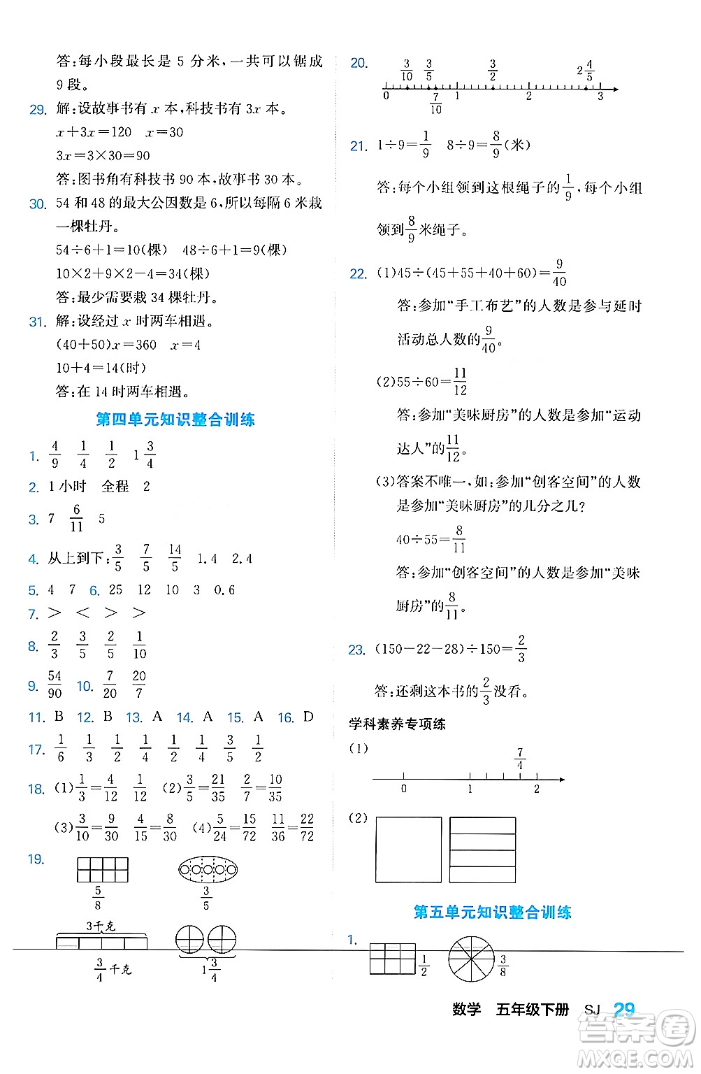 合肥工業(yè)大學(xué)出版社2024年春黃岡課課通同步隨堂檢測五年級數(shù)學(xué)下冊蘇教版答案