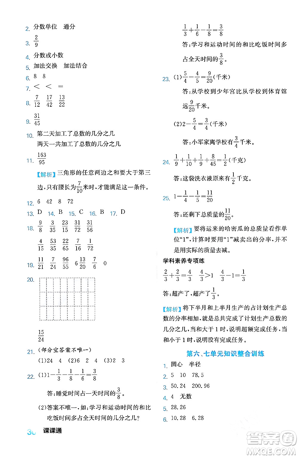 合肥工業(yè)大學(xué)出版社2024年春黃岡課課通同步隨堂檢測五年級數(shù)學(xué)下冊蘇教版答案