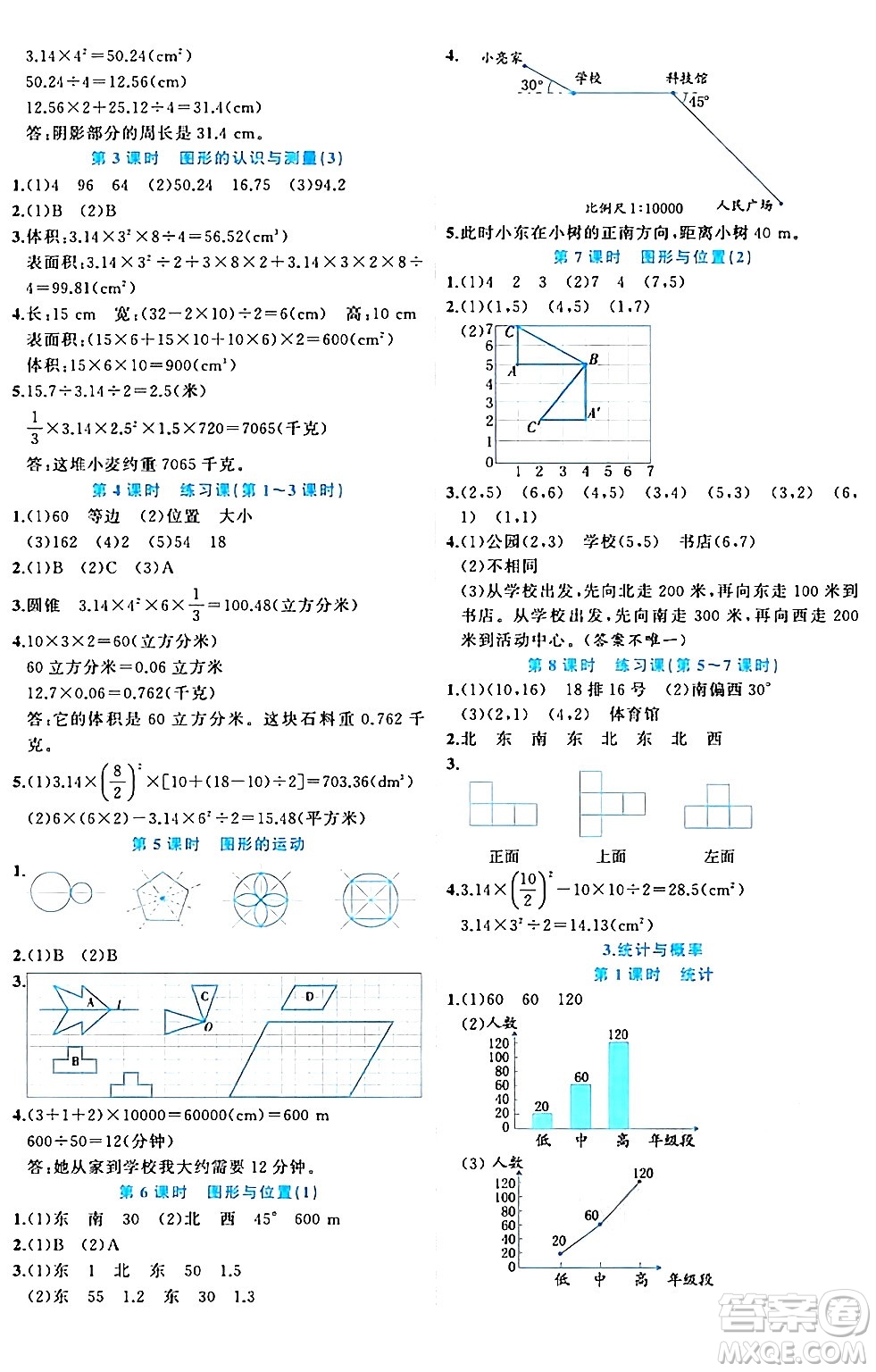 黑龍江教育出版社2024年春黃岡新課堂六年級(jí)數(shù)學(xué)下冊(cè)人教版答案