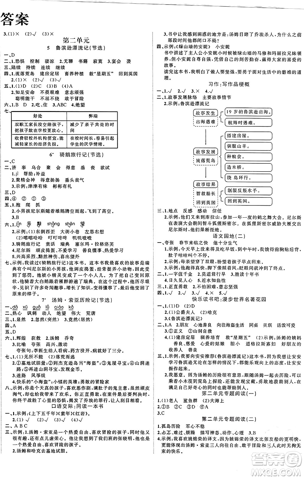 黑龍江教育出版社2024年春黃岡新課堂六年級(jí)語(yǔ)文下冊(cè)人教版答案