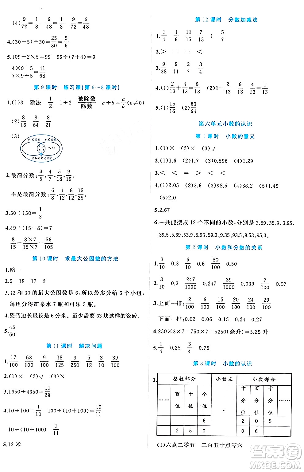 黑龍江教育出版社2024年春黃岡新課堂四年級數(shù)學(xué)下冊冀教版答案