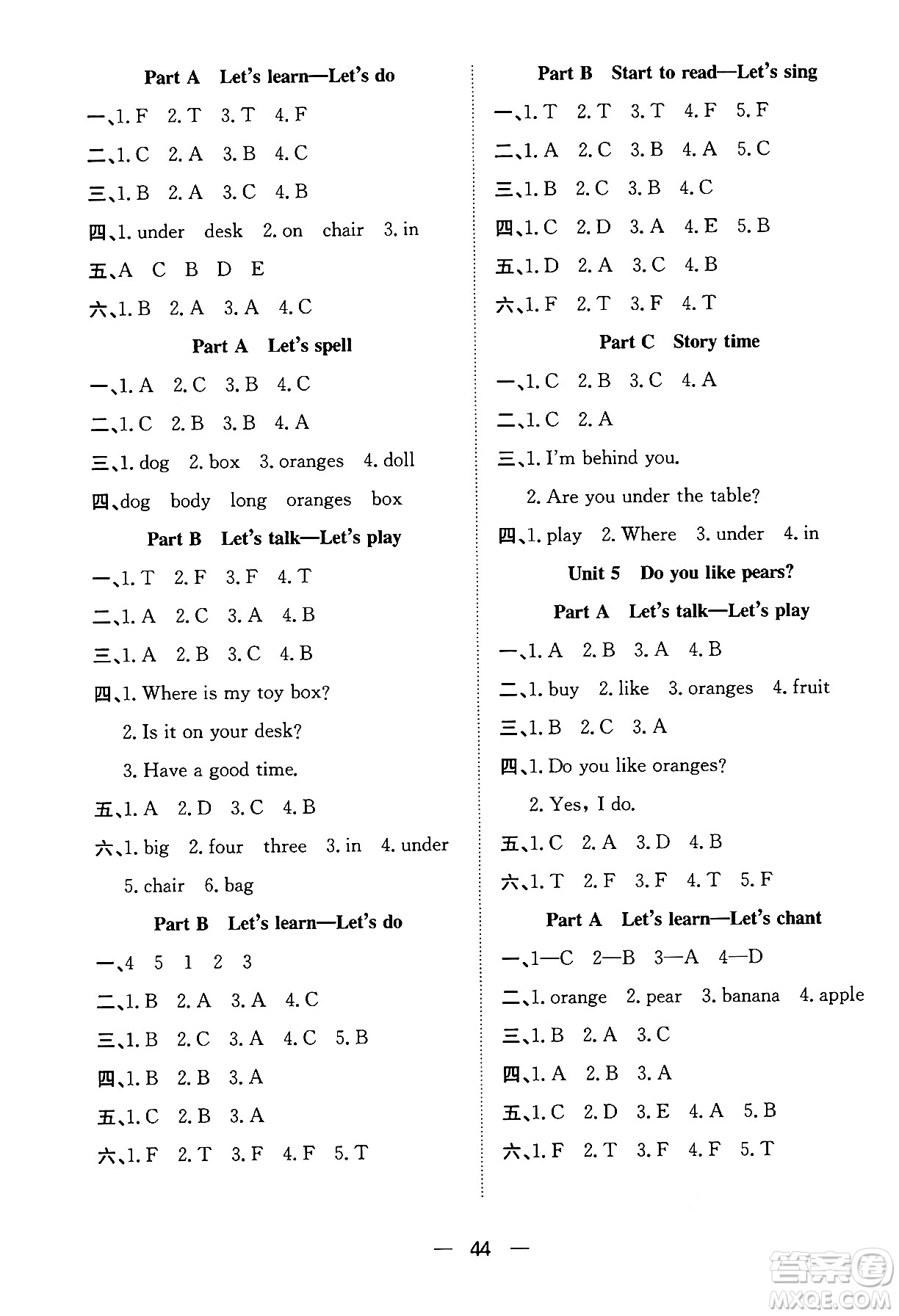 合肥工業(yè)大學(xué)出版社2024年春快樂學(xué)習(xí)小學(xué)英語隨堂練三年級英語下冊人教PEP版答案