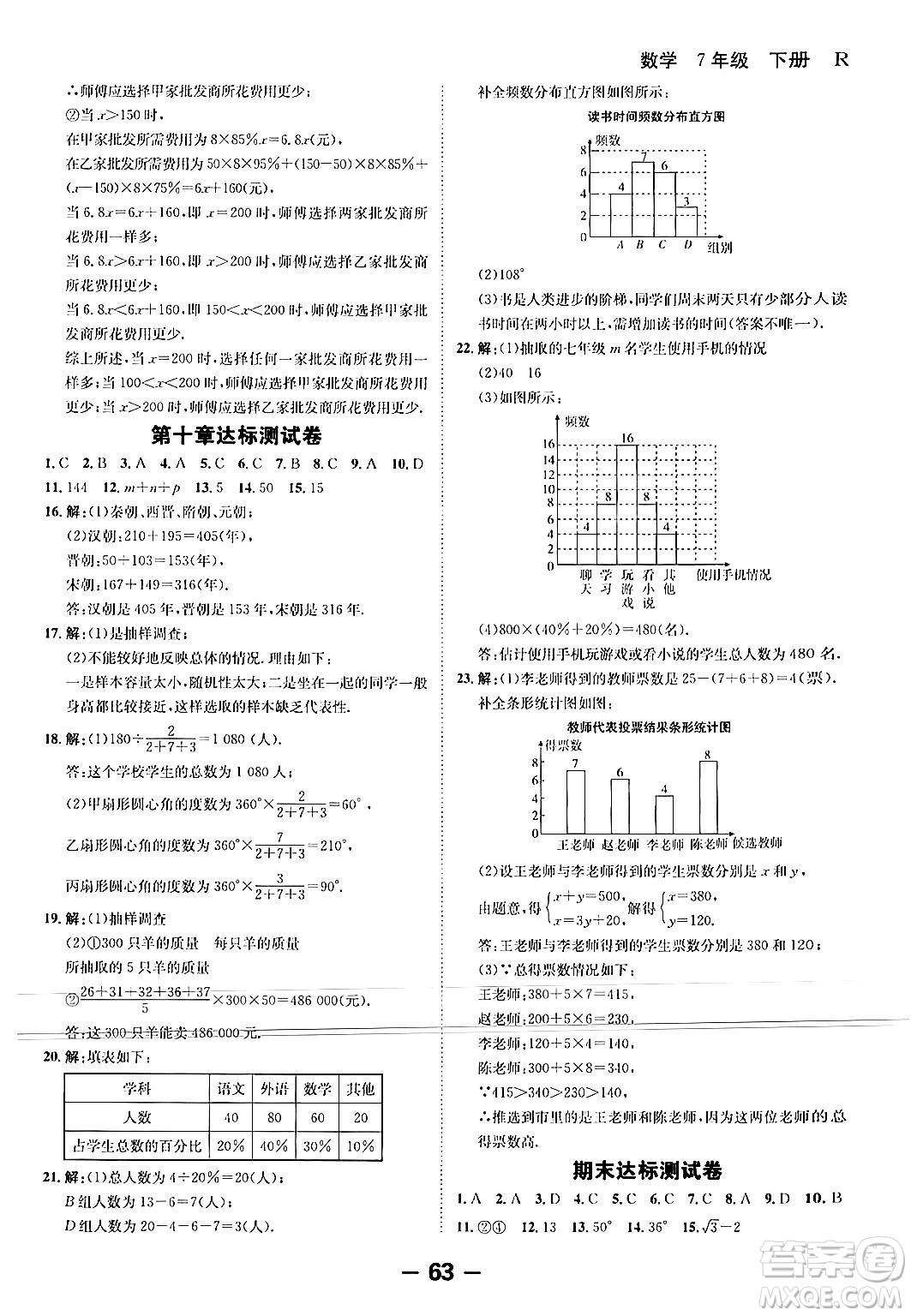 延邊大學(xué)出版社2024年春全程突破初中同步導(dǎo)學(xué)案七年級數(shù)學(xué)下冊人教版答案