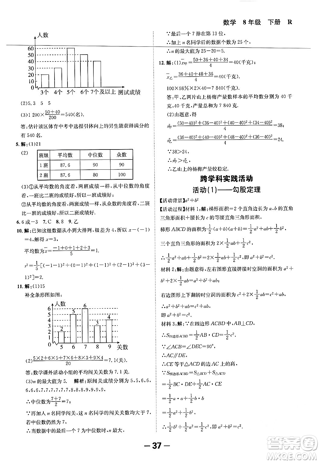 延邊大學(xué)出版社2024年春全程突破初中同步導(dǎo)學(xué)案八年級(jí)數(shù)學(xué)下冊(cè)人教版答案