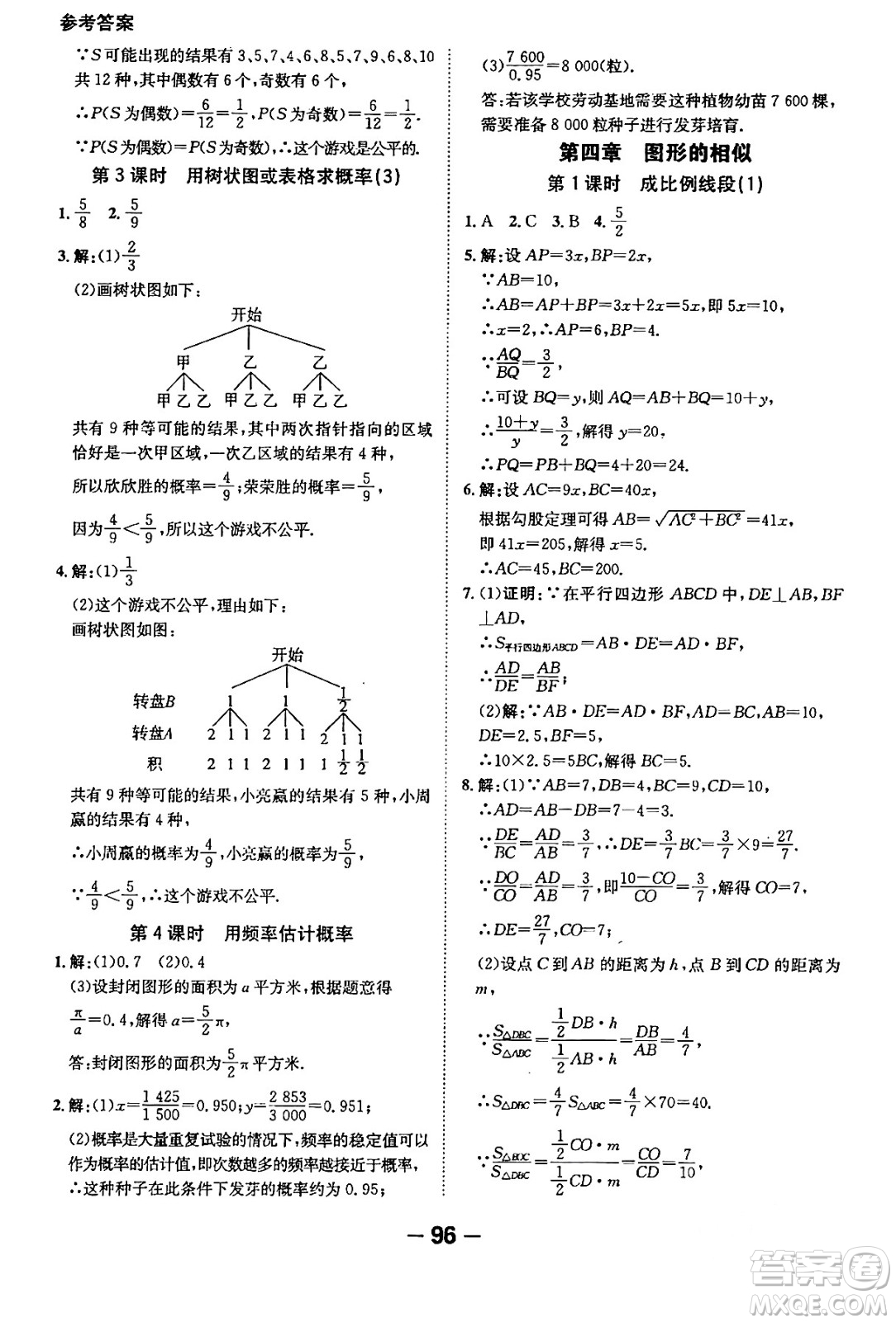 延邊大學出版社2024年春全程突破初中同步導學案九年級數學下冊人教版答案