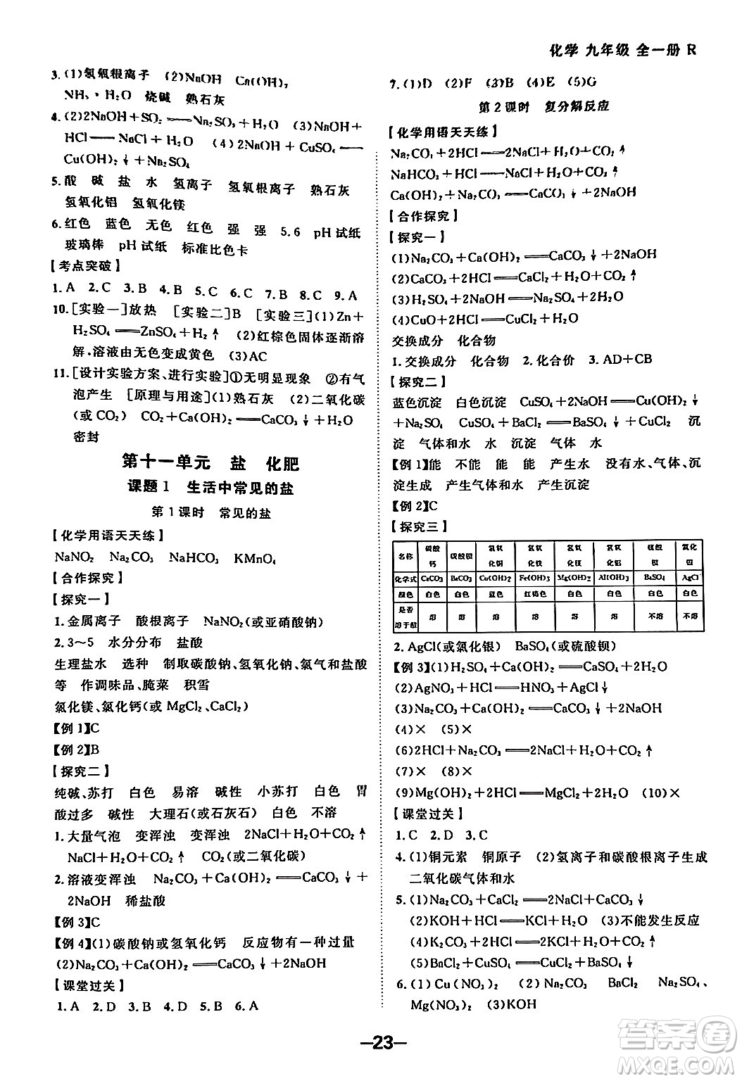 延邊大學(xué)出版社2024年春全程突破初中同步導(dǎo)學(xué)案九年級化學(xué)下冊人教版答案