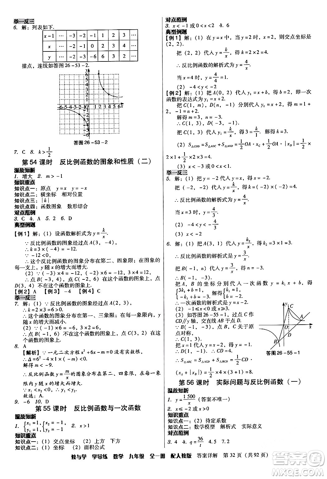 安徽人民出版社2024年春教與學(xué)學(xué)導(dǎo)練九年級數(shù)學(xué)下冊人教版答案