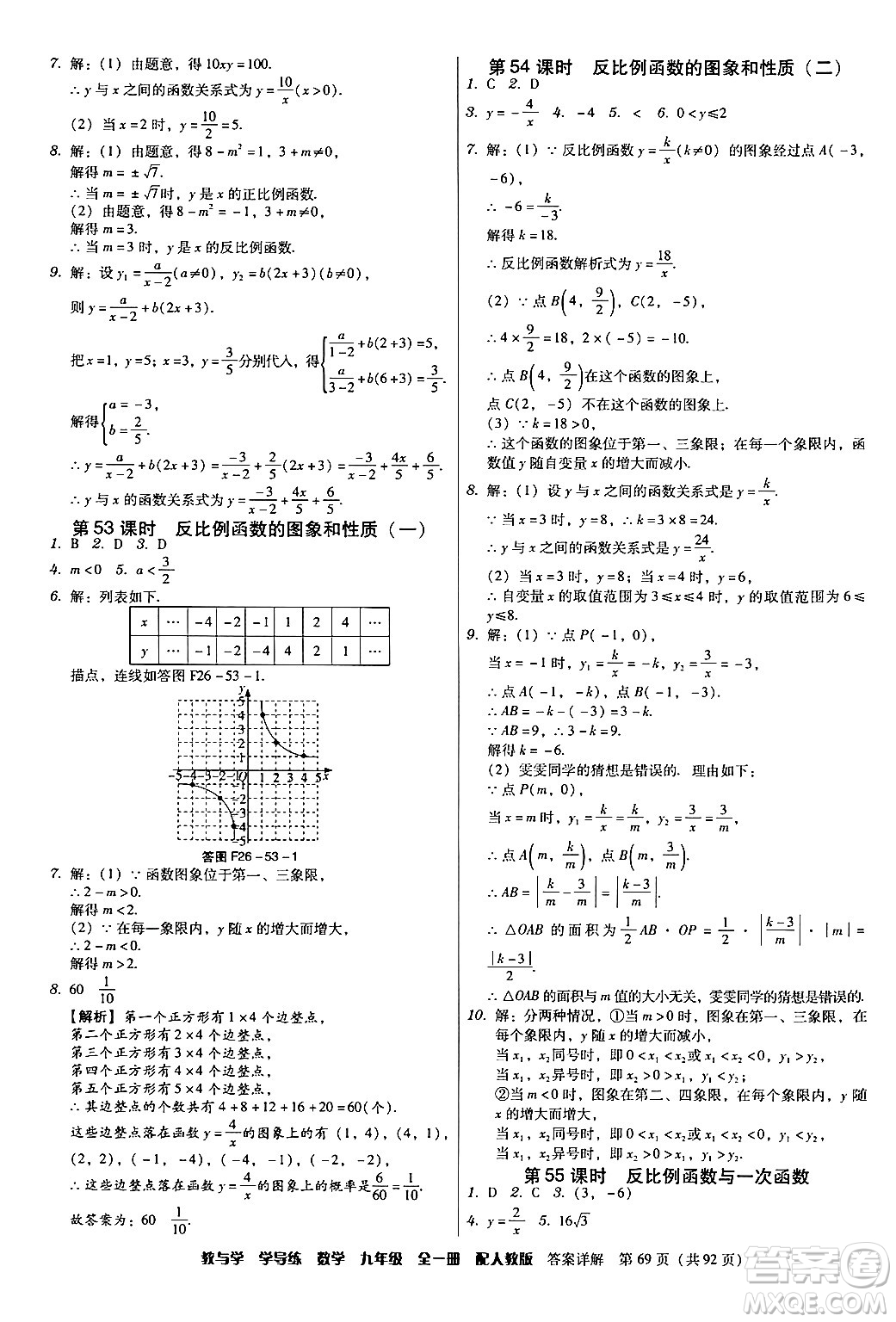 安徽人民出版社2024年春教與學(xué)學(xué)導(dǎo)練九年級數(shù)學(xué)下冊人教版答案