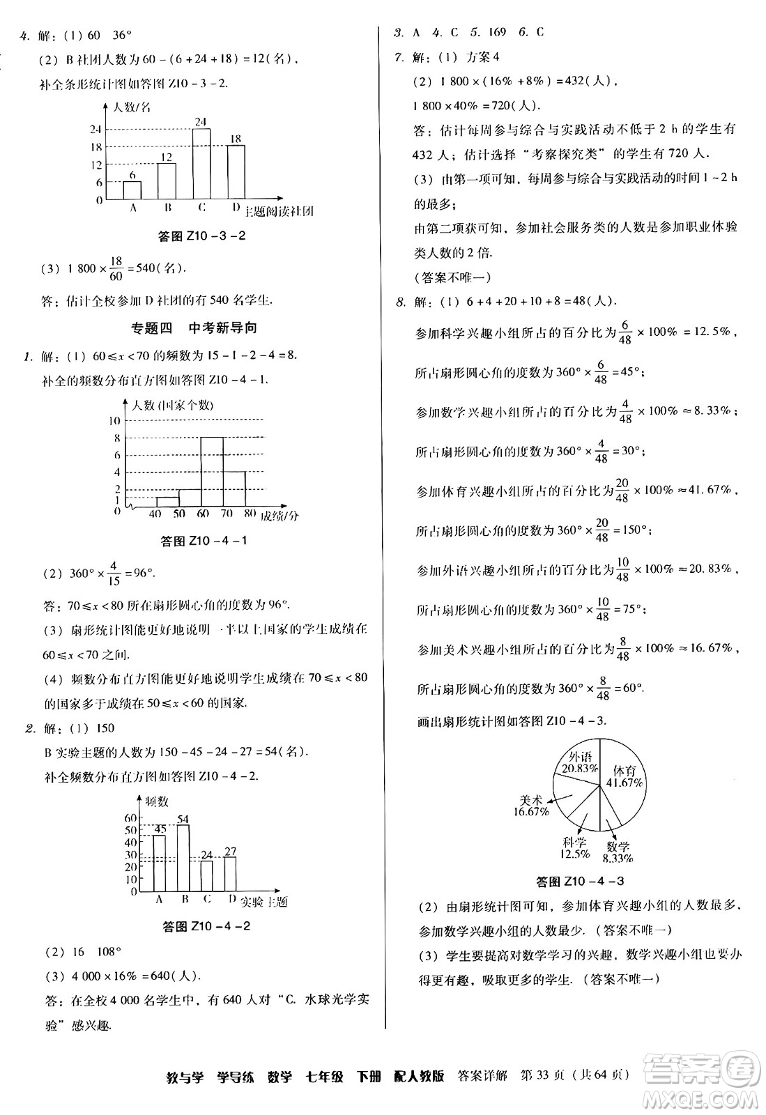 安徽人民出版社2024年春教與學(xué)學(xué)導(dǎo)練七年級數(shù)學(xué)下冊人教版答案