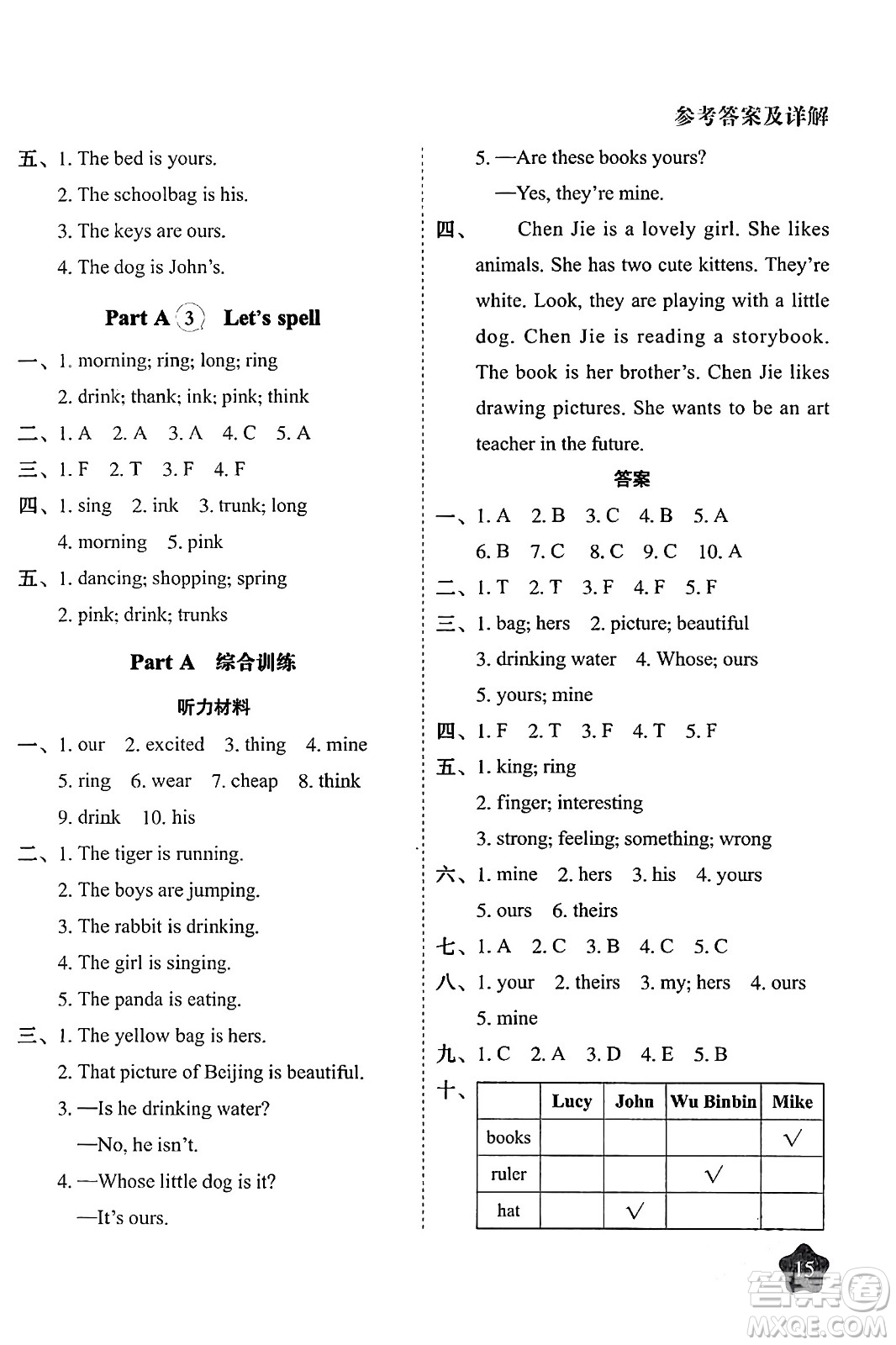 西安出版社2024年春黃岡隨堂練五年級(jí)英語(yǔ)下冊(cè)人教版答案