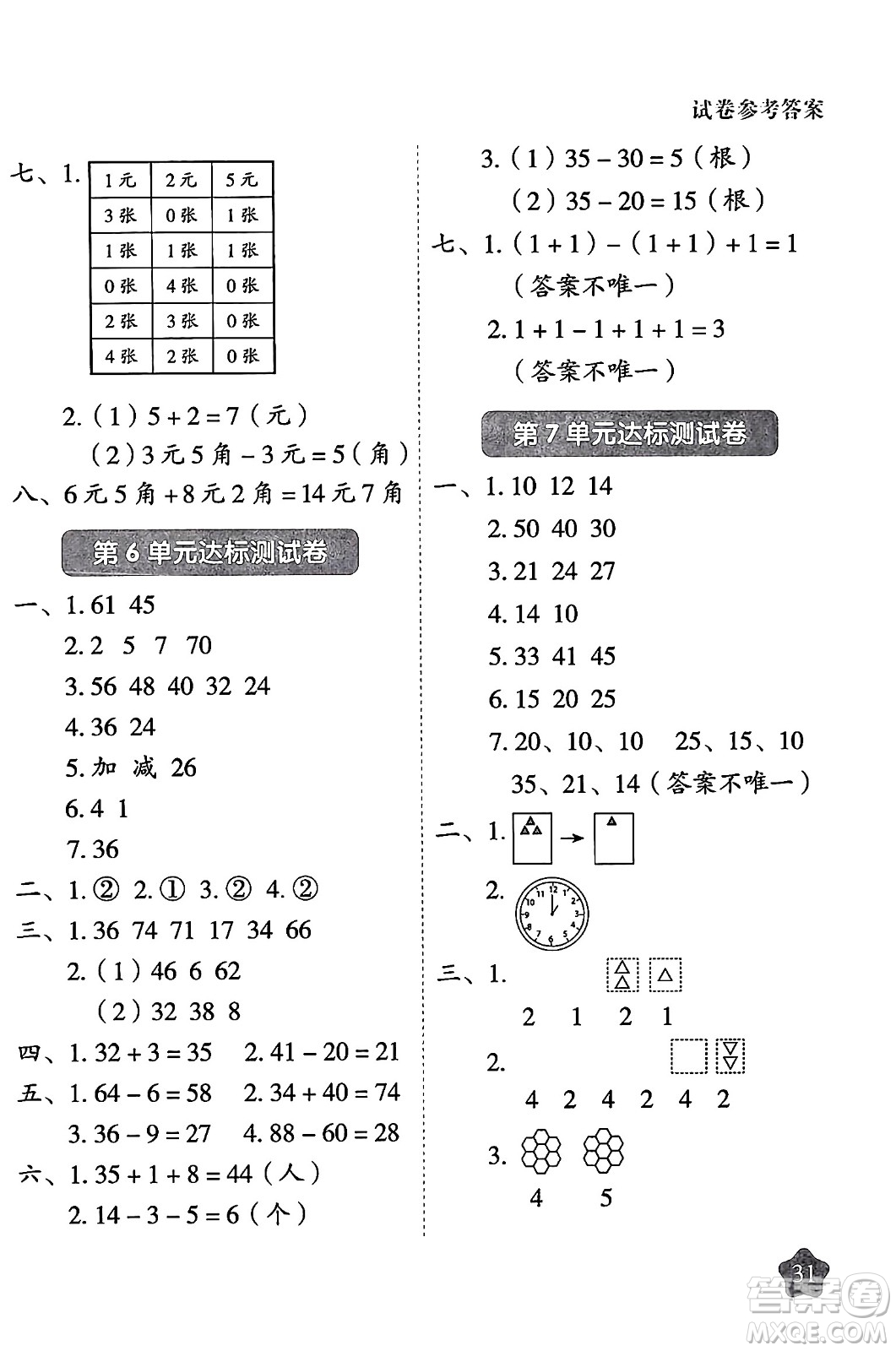 西安出版社2024年春黃岡隨堂練一年級數(shù)學(xué)下冊人教版答案