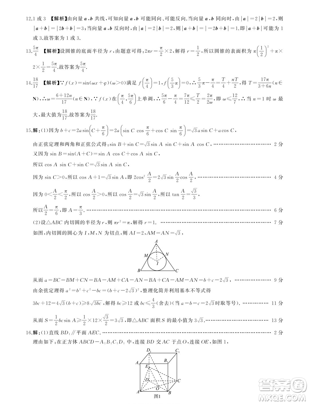 山東省2024年下學(xué)期高一年級六月期末大聯(lián)考數(shù)學(xué)試題答案