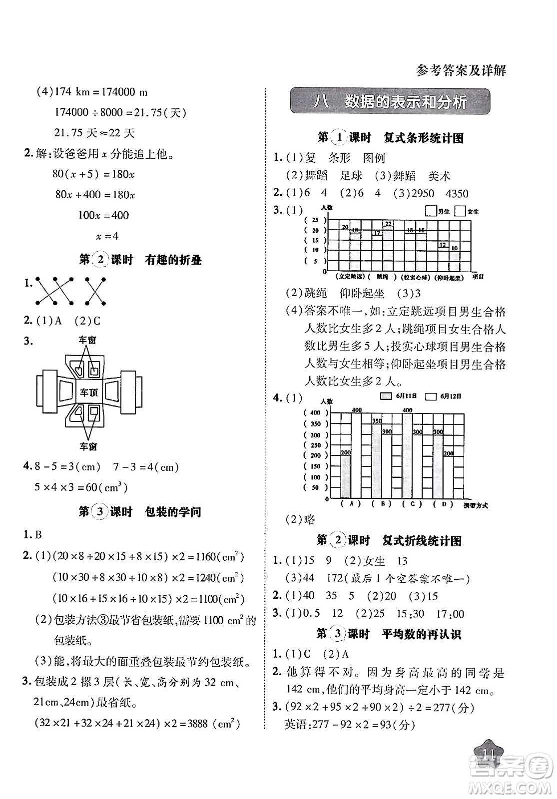 西安出版社2024年春黃岡隨堂練五年級數(shù)學下冊北師大版答案