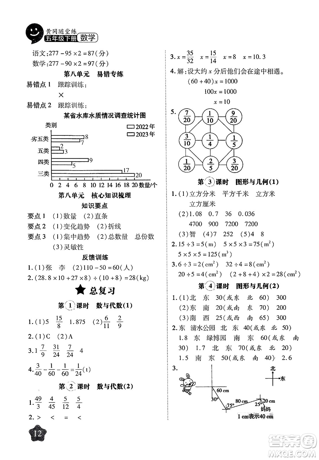 西安出版社2024年春黃岡隨堂練五年級數(shù)學下冊北師大版答案