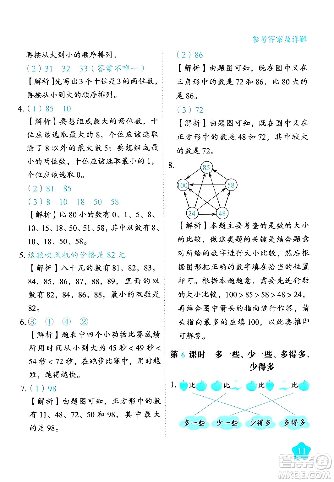 西安出版社2024年春黃岡隨堂練一年級數(shù)學下冊蘇教版答案