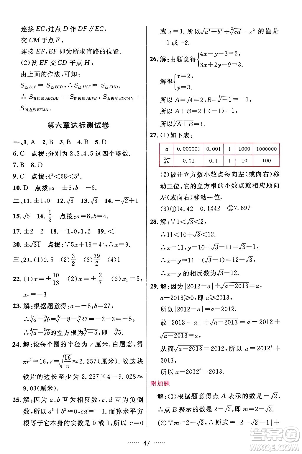 吉林教育出版社2024年春三維數(shù)字課堂七年級(jí)數(shù)學(xué)下冊(cè)人教版答案