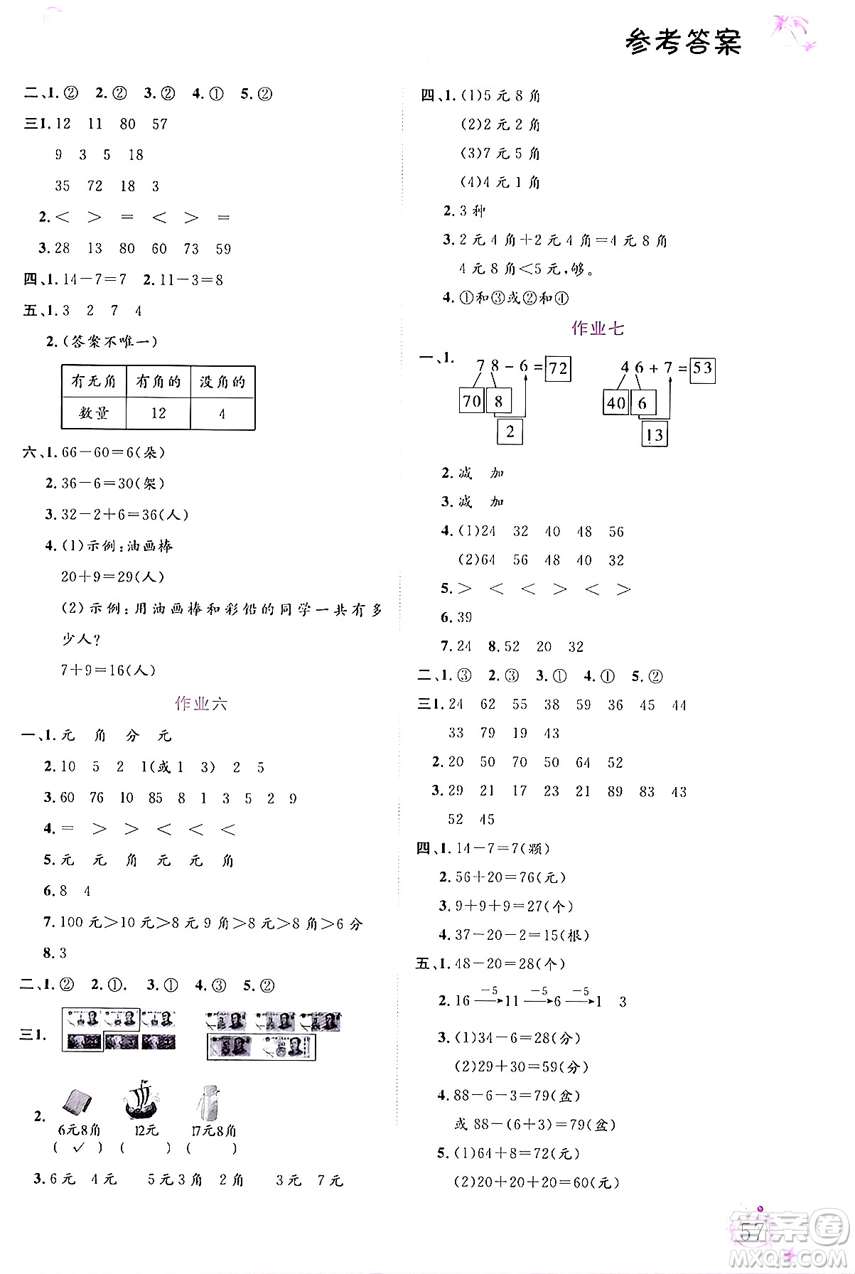 內(nèi)蒙古大學(xué)出版社2024年春文軒假期生活指導(dǎo)暑假作業(yè)一年級(jí)數(shù)學(xué)課標(biāo)版答案