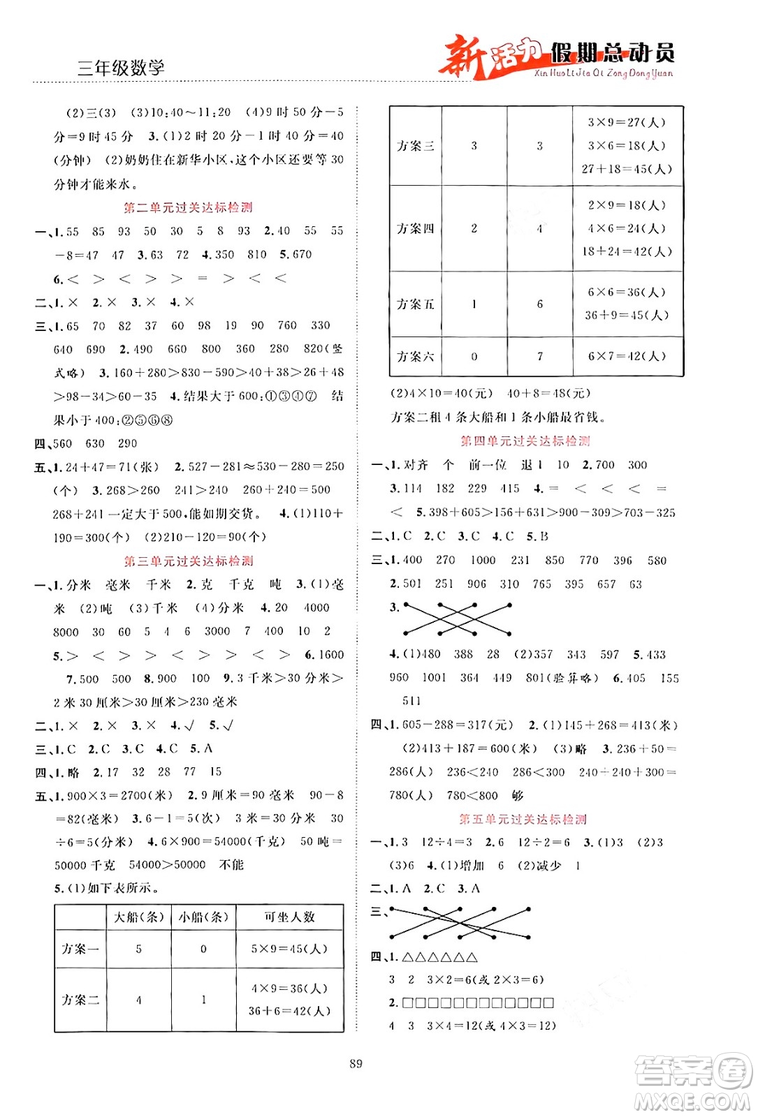 甘肅文化出版社2024年春新活力暑假總動(dòng)員三年級(jí)數(shù)學(xué)全一冊(cè)通用版答案