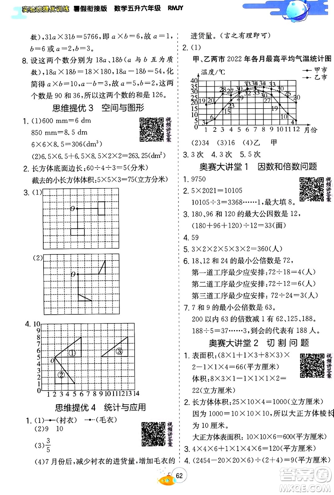 江蘇人民出版社2024年春實驗班提優(yōu)訓(xùn)練暑假銜接五升六年級數(shù)學(xué)人教版答案