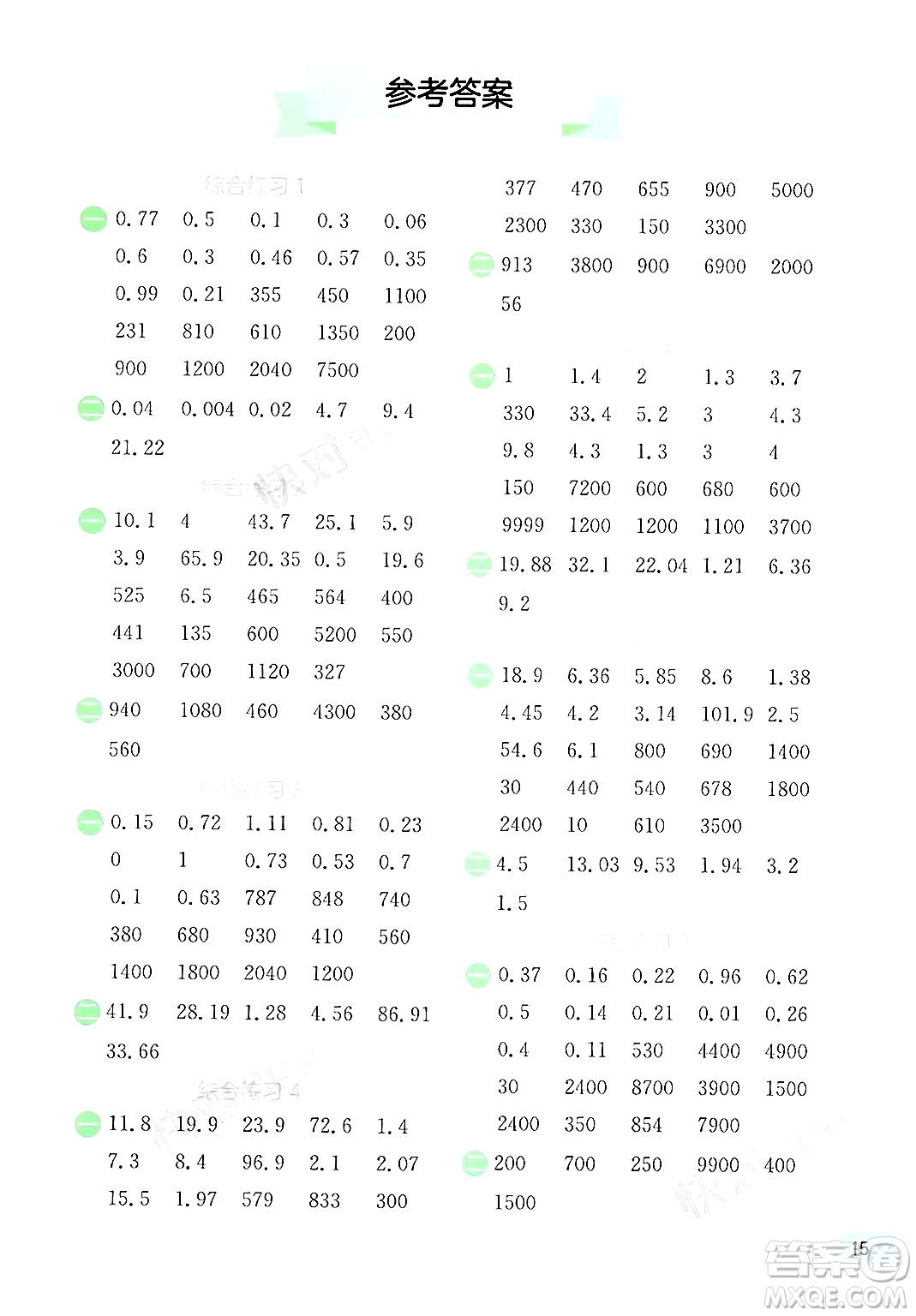 江蘇人民出版社2024年春實驗班提優(yōu)訓練暑假銜接四升五年級數(shù)學青島版答案