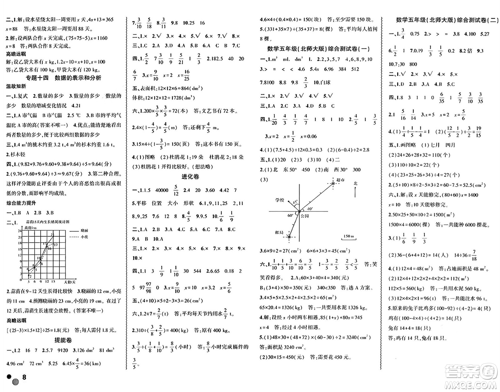 安徽大學出版社2024年春假期總動員暑假必刷題五年級數(shù)學北師大版答案