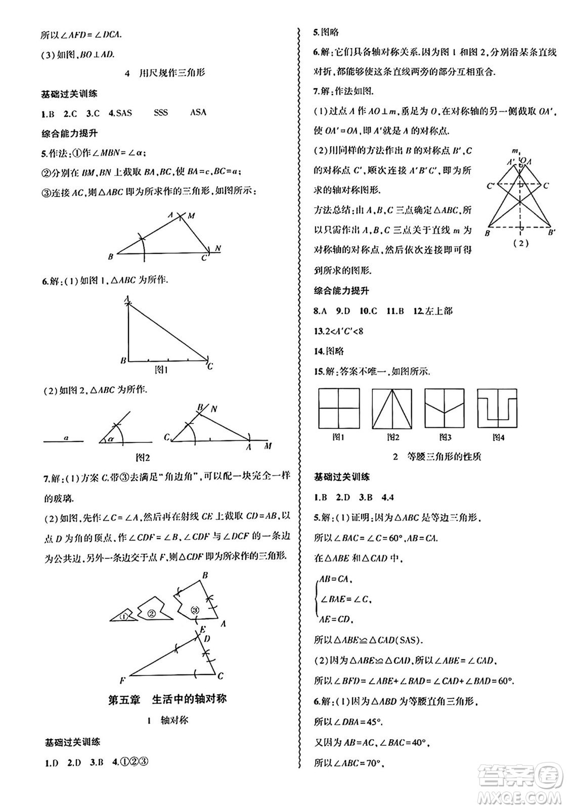 安徽大學(xué)出版社2024年春假期總動(dòng)員暑假必刷題七年級(jí)數(shù)學(xué)北師大版答案