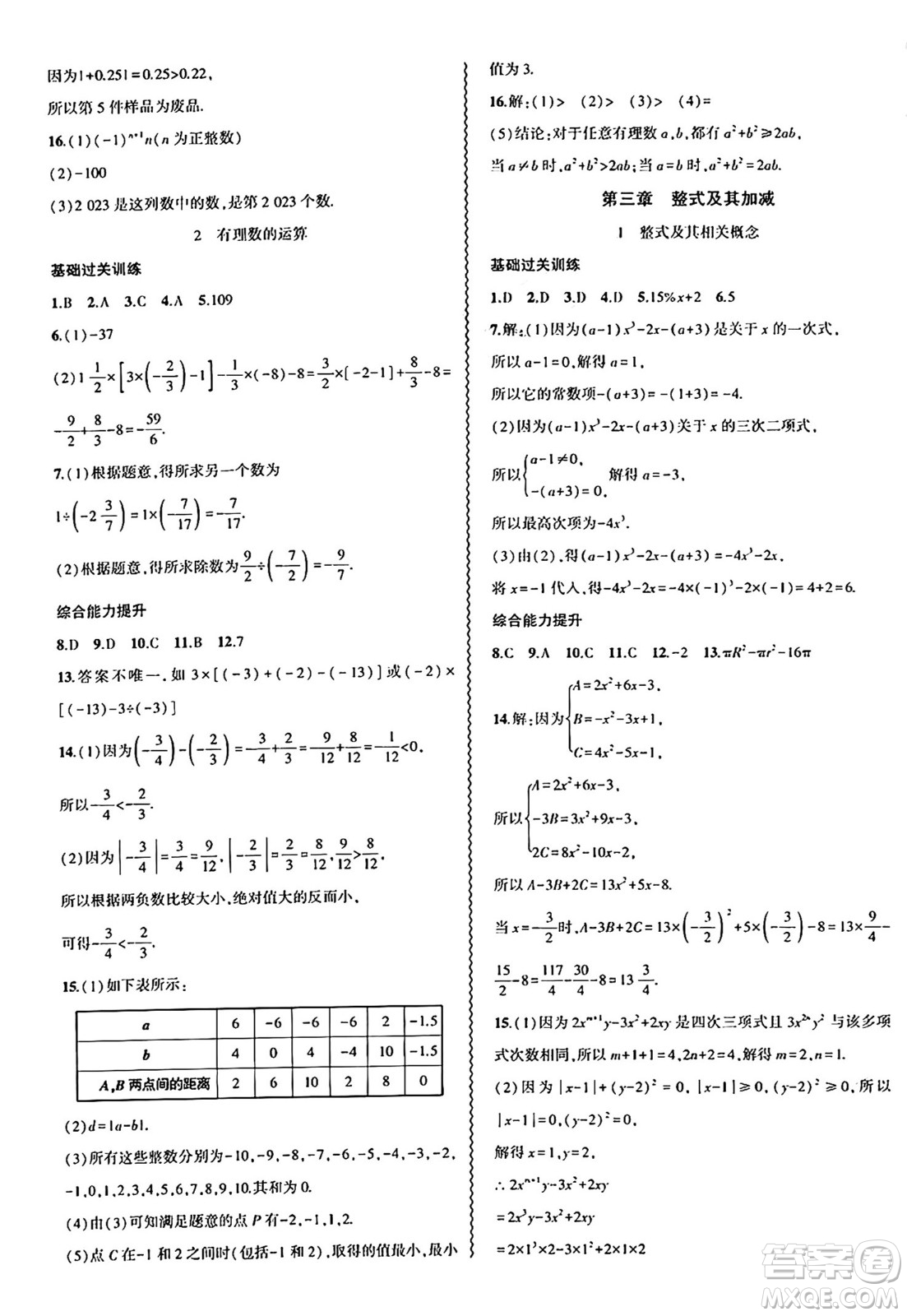 安徽大學(xué)出版社2024年春假期總動(dòng)員暑假必刷題七年級(jí)數(shù)學(xué)北師大版答案