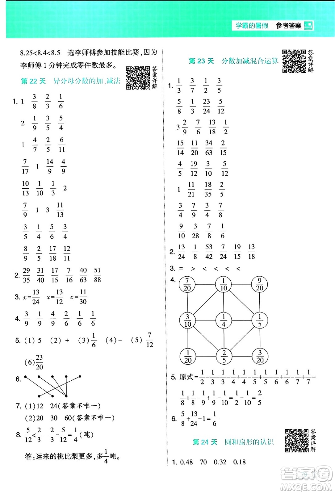 寧夏人民教育出版社2024年春經(jīng)綸學(xué)霸學(xué)霸的暑假計算暑假大通關(guān)五升六年級數(shù)學(xué)蘇教版答案