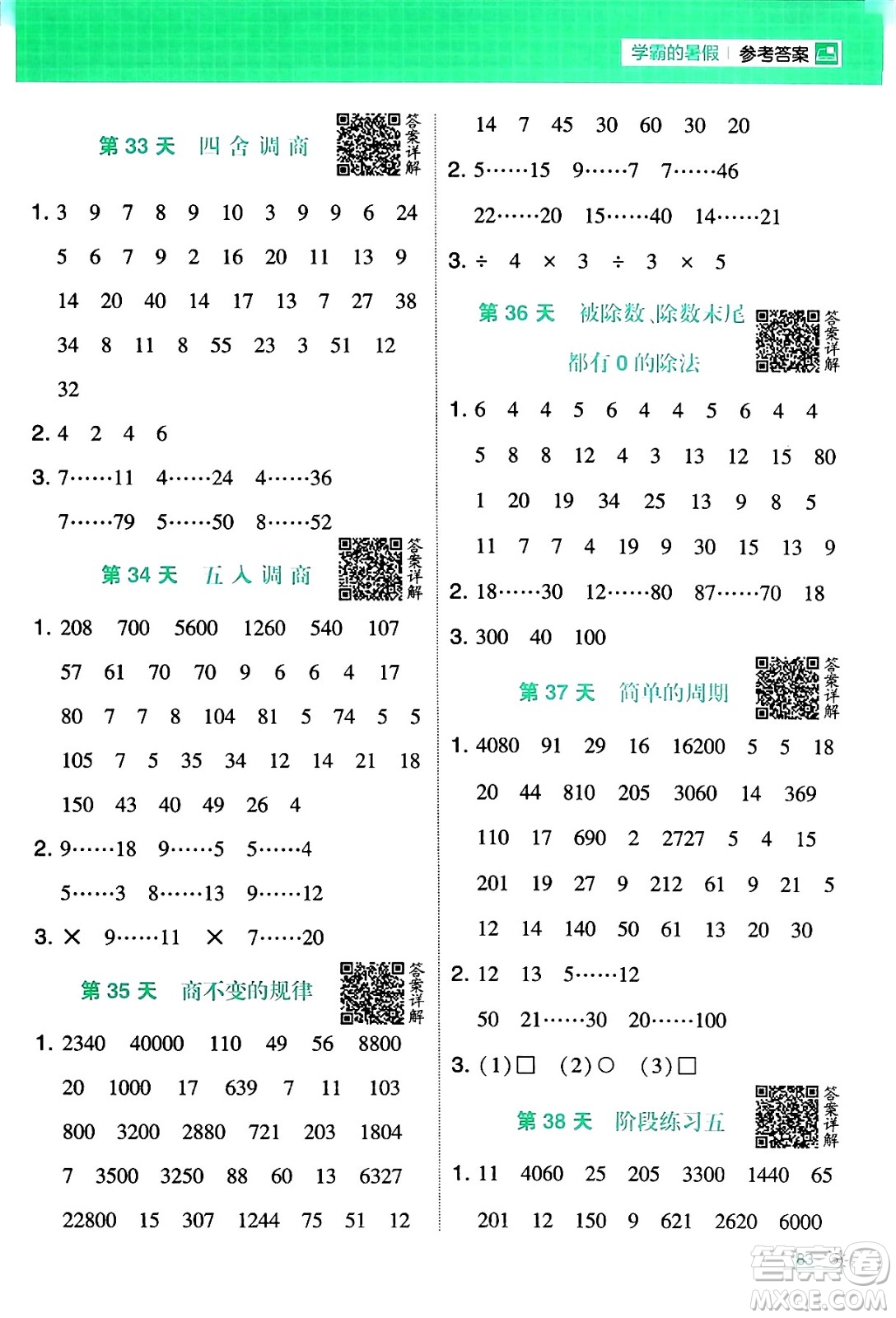 寧夏人民教育出版社2024年春經(jīng)綸學(xué)霸學(xué)霸的暑假計(jì)算暑假大通關(guān)三升四年級(jí)數(shù)學(xué)蘇教版答案