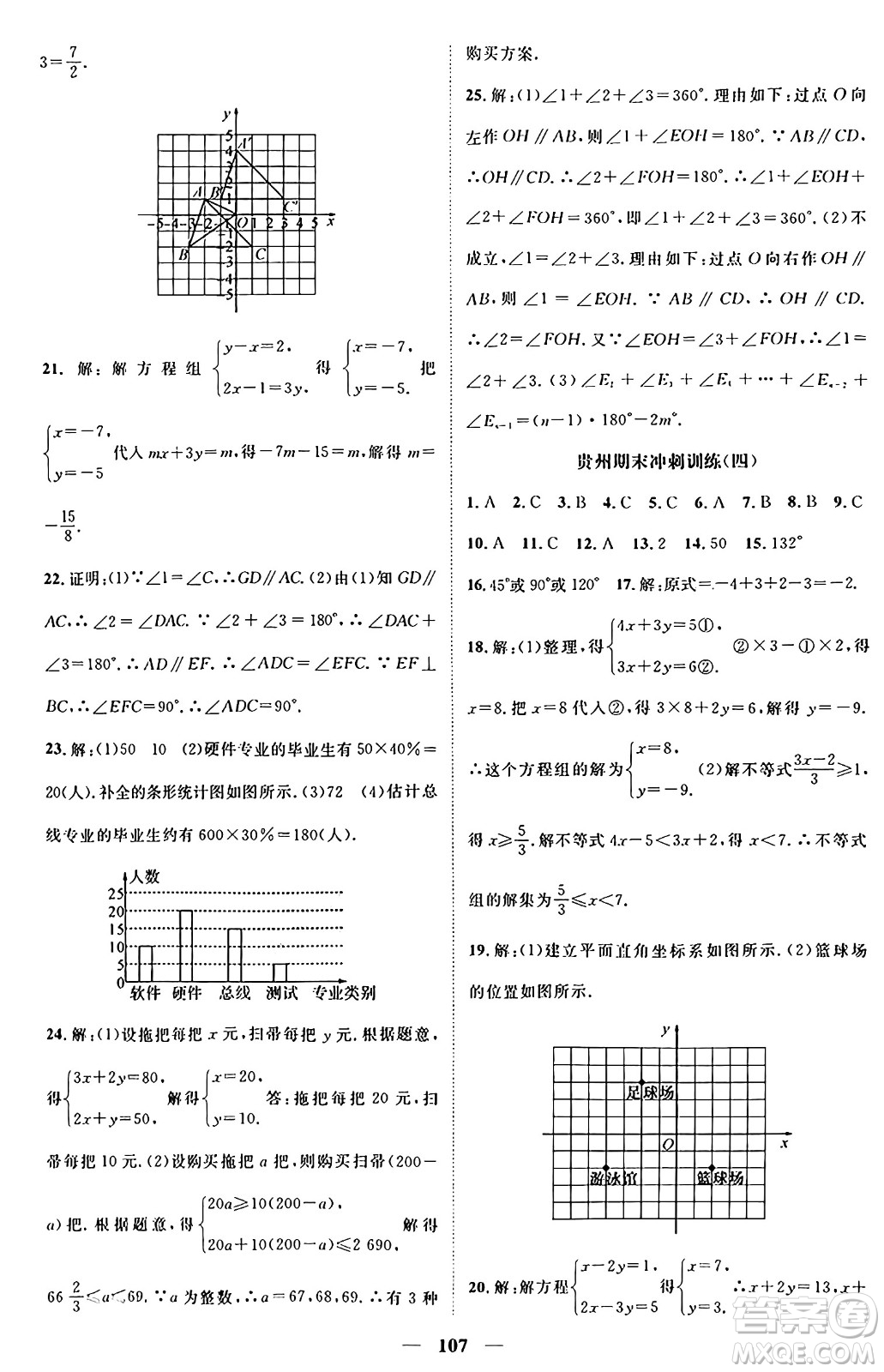 廣東經(jīng)濟(jì)出版社2024年春鴻鵠志期末沖刺王暑假作業(yè)七年級數(shù)學(xué)人教版貴州專版答案