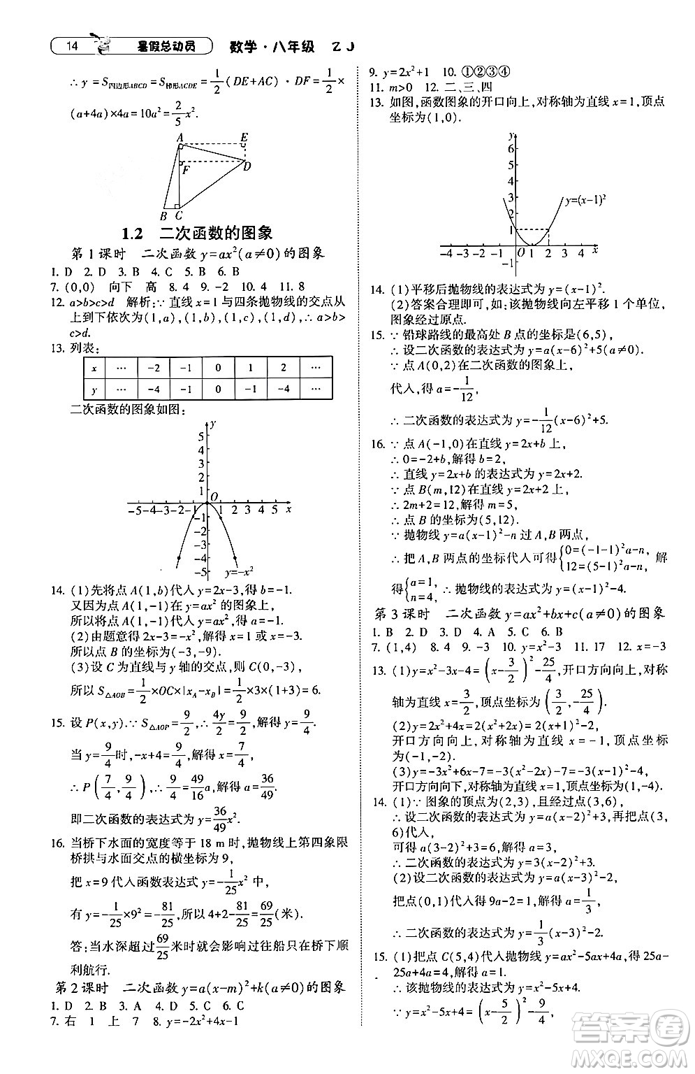 寧夏人民教育出版社2024年經(jīng)綸學(xué)典暑假總動員八年級數(shù)學(xué)浙教版答案