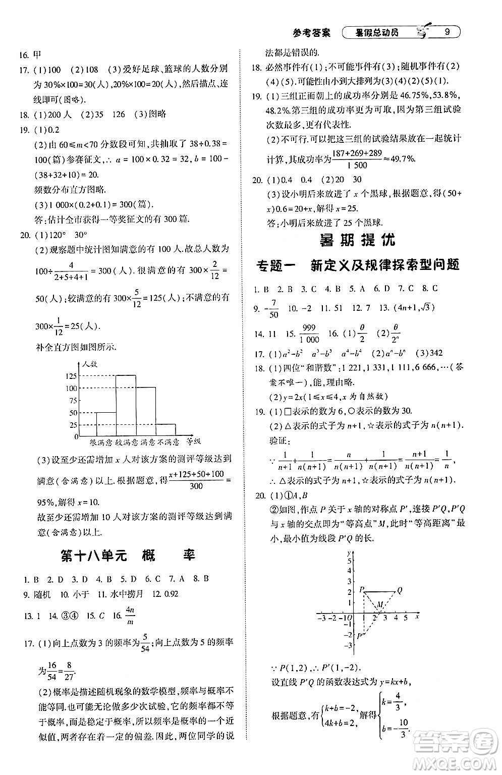 寧夏人民教育出版社2024年經綸學典暑假總動員八年級數(shù)學江蘇國際版答案