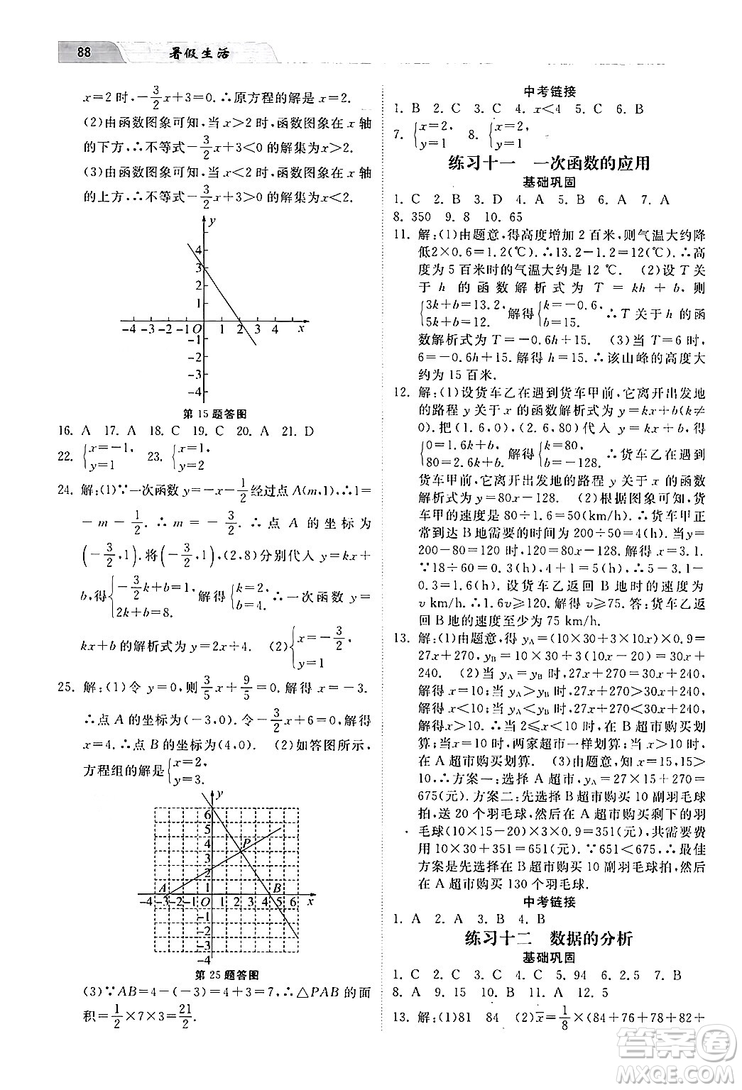 河北美術出版社2024年暑假生活八年級數(shù)學通用版答案