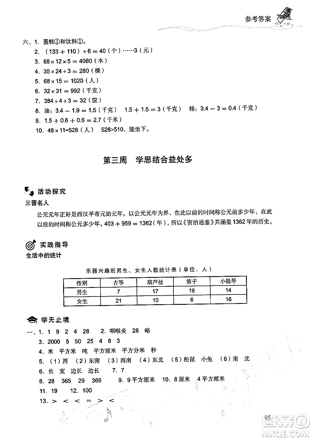 現(xiàn)代教育出版社2024年暑假樂(lè)園三年級(jí)數(shù)學(xué)人教版答案