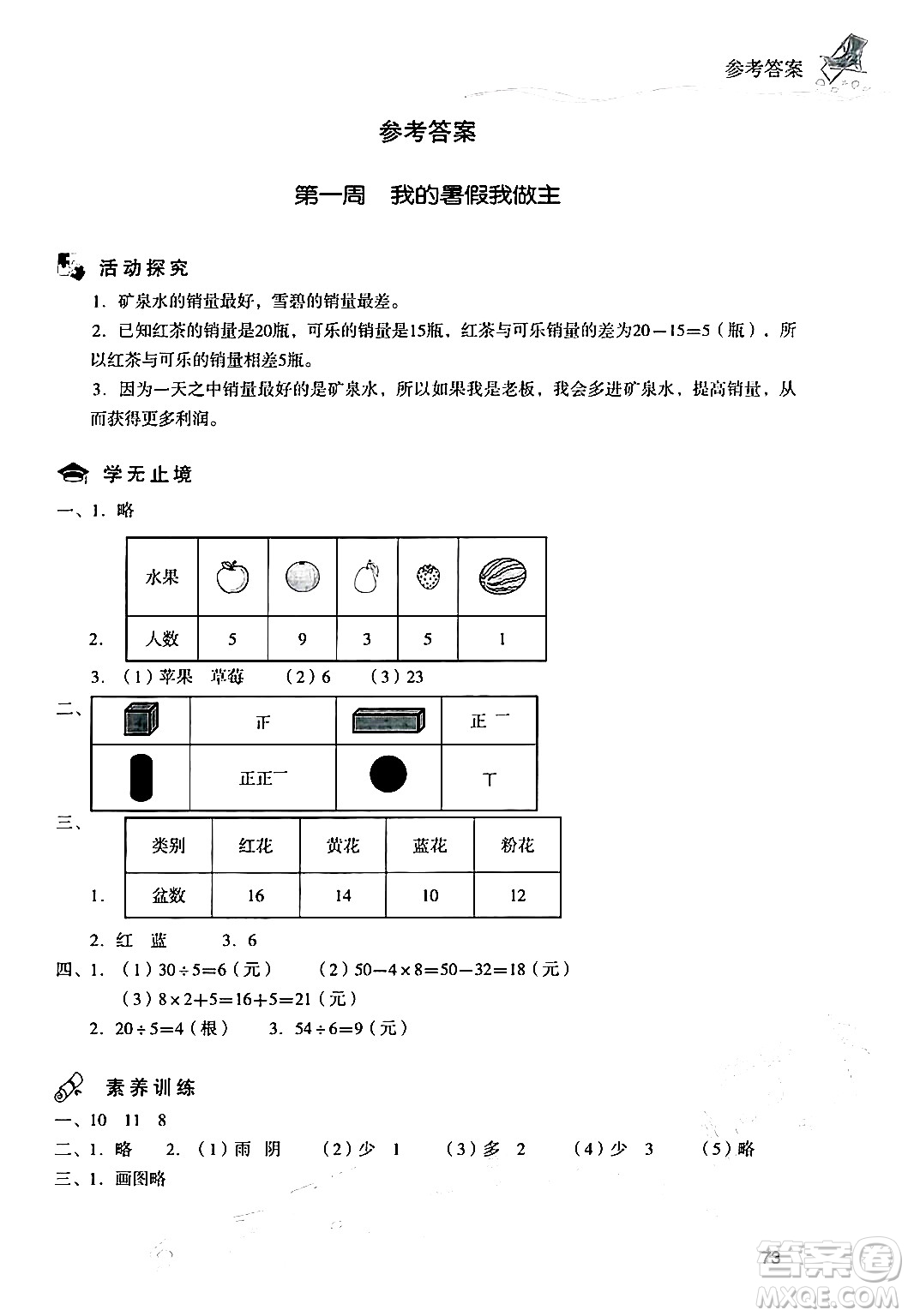 現(xiàn)代教育出版社2024年暑假樂(lè)園二年級(jí)數(shù)學(xué)人教版答案