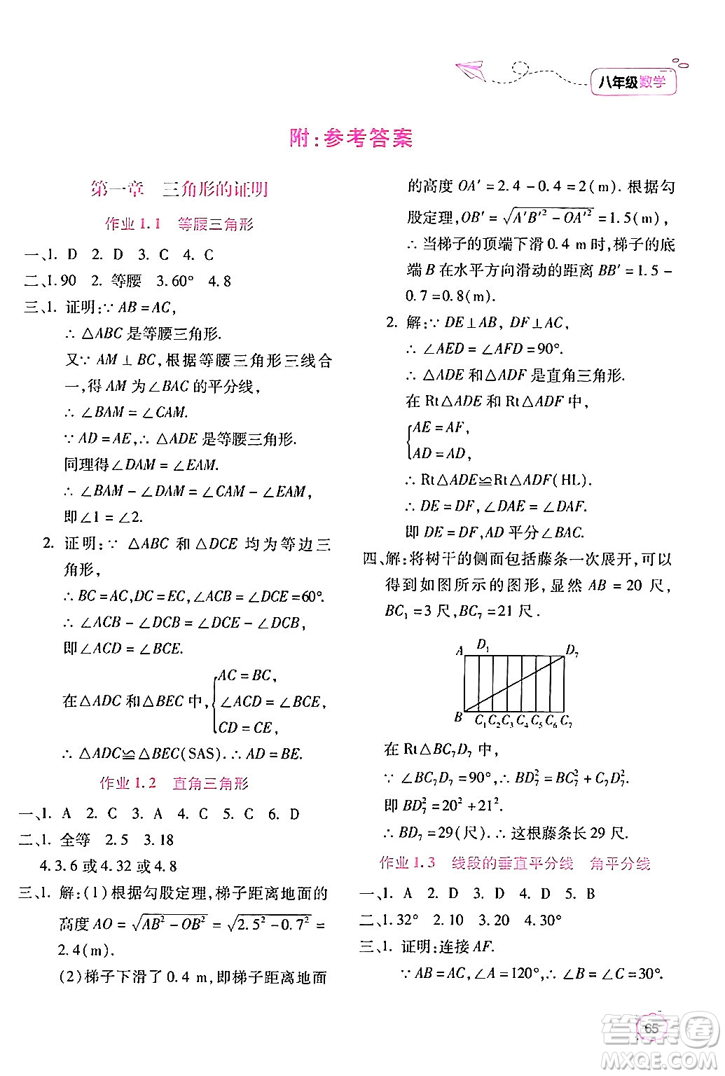 北京教育出版社2024年新課標(biāo)暑假樂(lè)園八年級(jí)數(shù)學(xué)課標(biāo)版答案