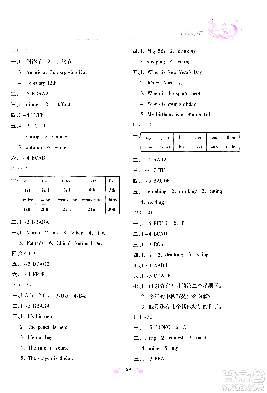 北京教育出版社2024年新課標(biāo)暑假樂園五年級(jí)英語課標(biāo)版答案