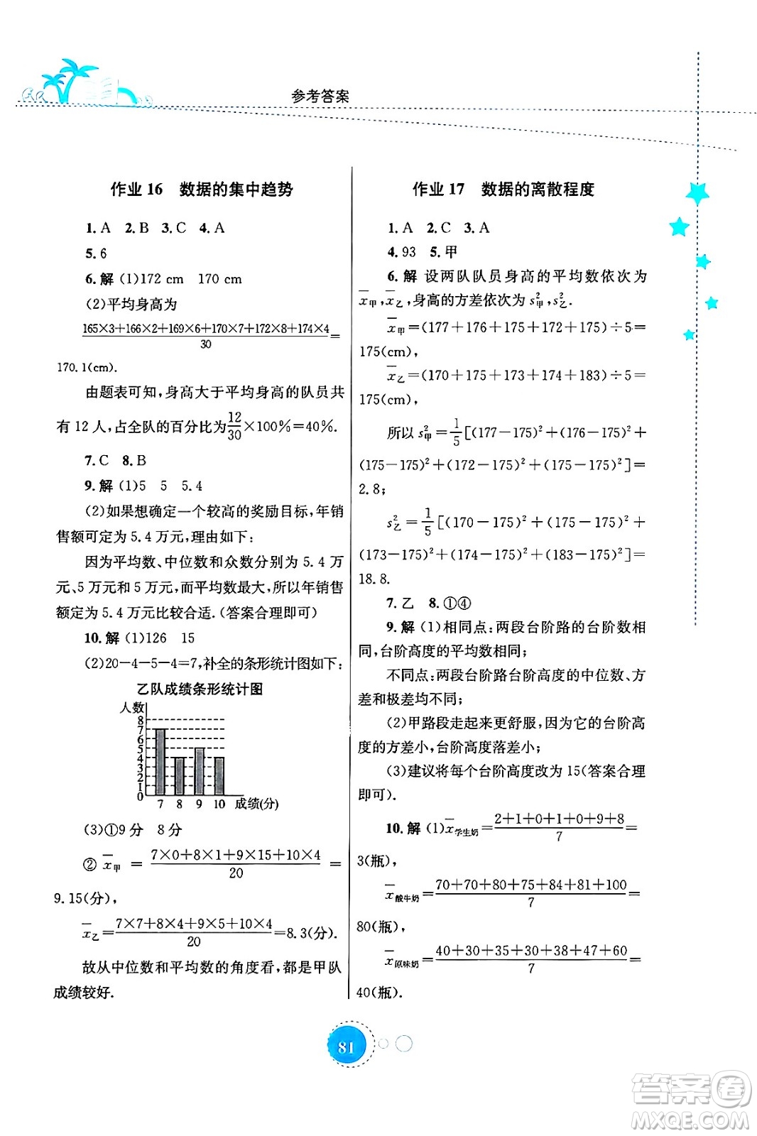 知識(shí)出版社2024年志鴻優(yōu)化系列叢書(shū)暑假作業(yè)八年級(jí)數(shù)學(xué)華師版答案