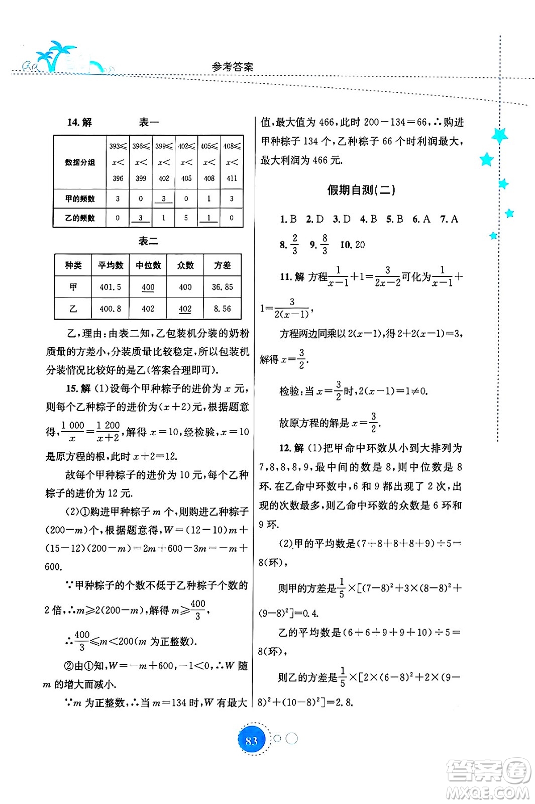 知識(shí)出版社2024年志鴻優(yōu)化系列叢書(shū)暑假作業(yè)八年級(jí)數(shù)學(xué)華師版答案