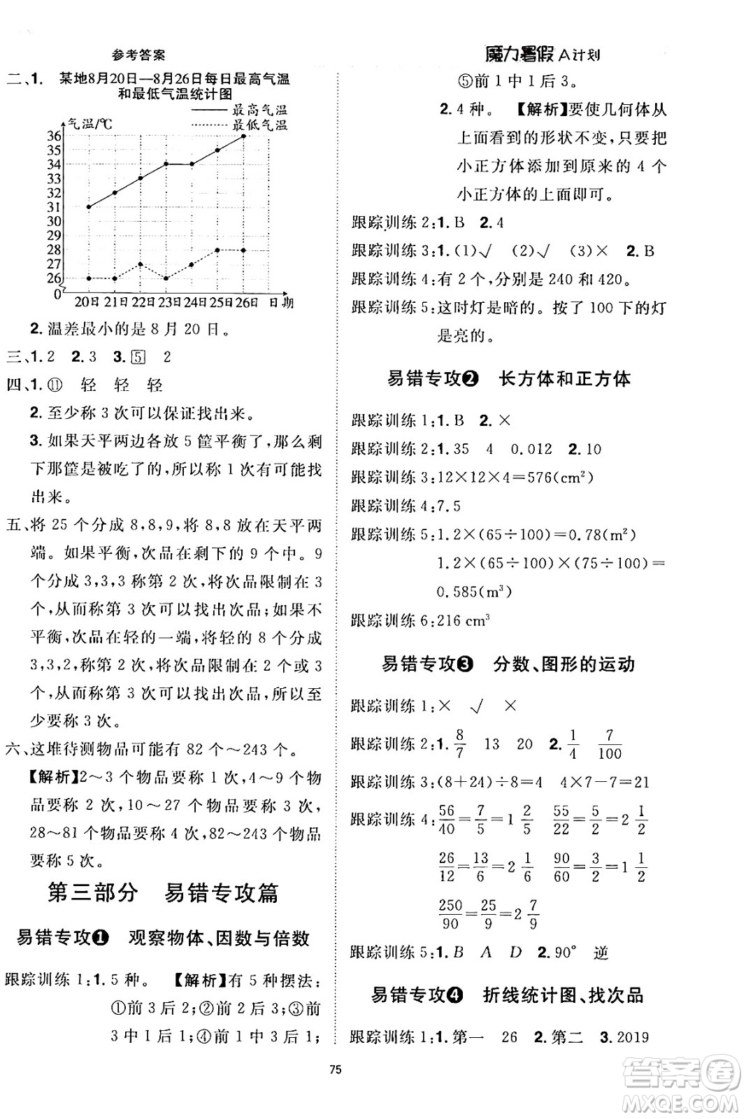 江西美術(shù)出版社2024年學(xué)海風(fēng)暴叢書魔力暑假A計(jì)劃五年級數(shù)學(xué)人教版答案