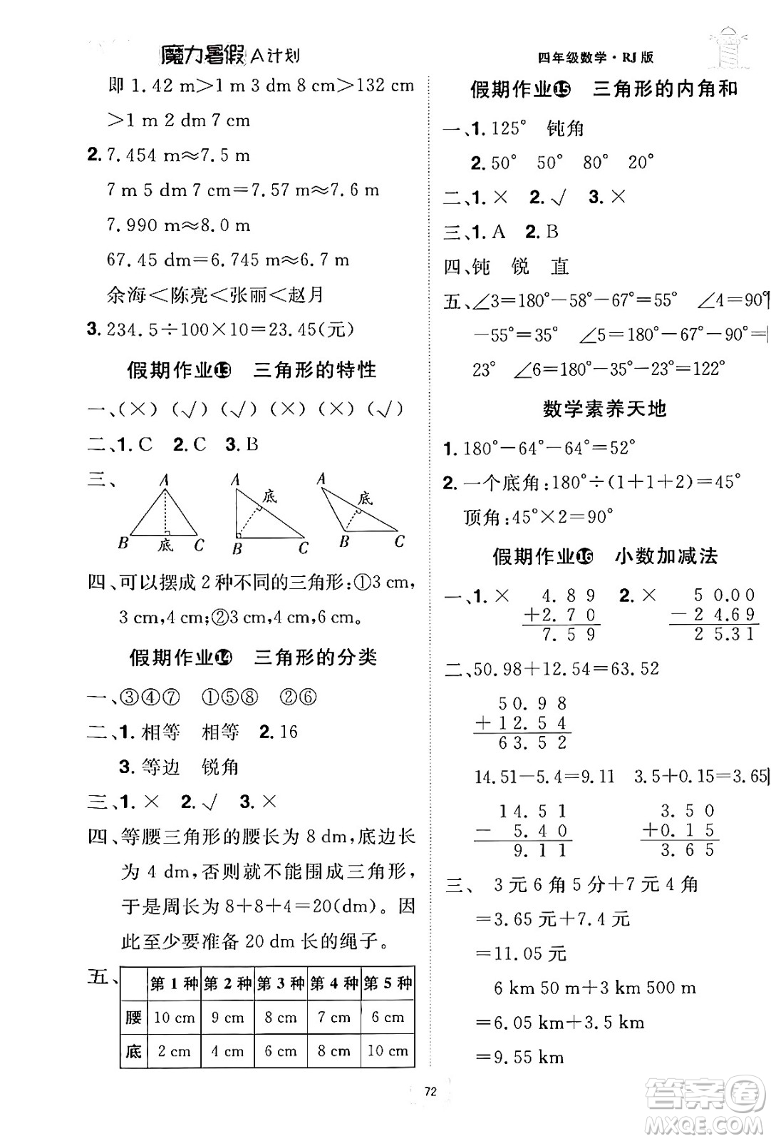 江西美術(shù)出版社2024年學(xué)海風(fēng)暴叢書魔力暑假A計(jì)劃四年級(jí)數(shù)學(xué)人教版答案