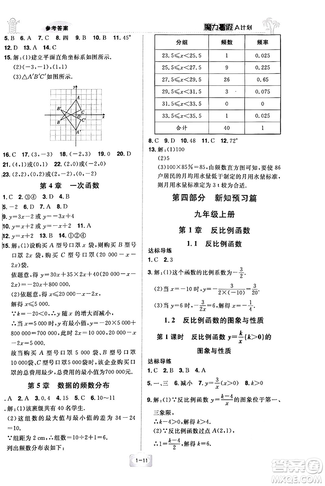 江西美術(shù)出版社2024年學(xué)海風(fēng)暴叢書魔力暑假A計(jì)劃八年級數(shù)學(xué)湘教版答案