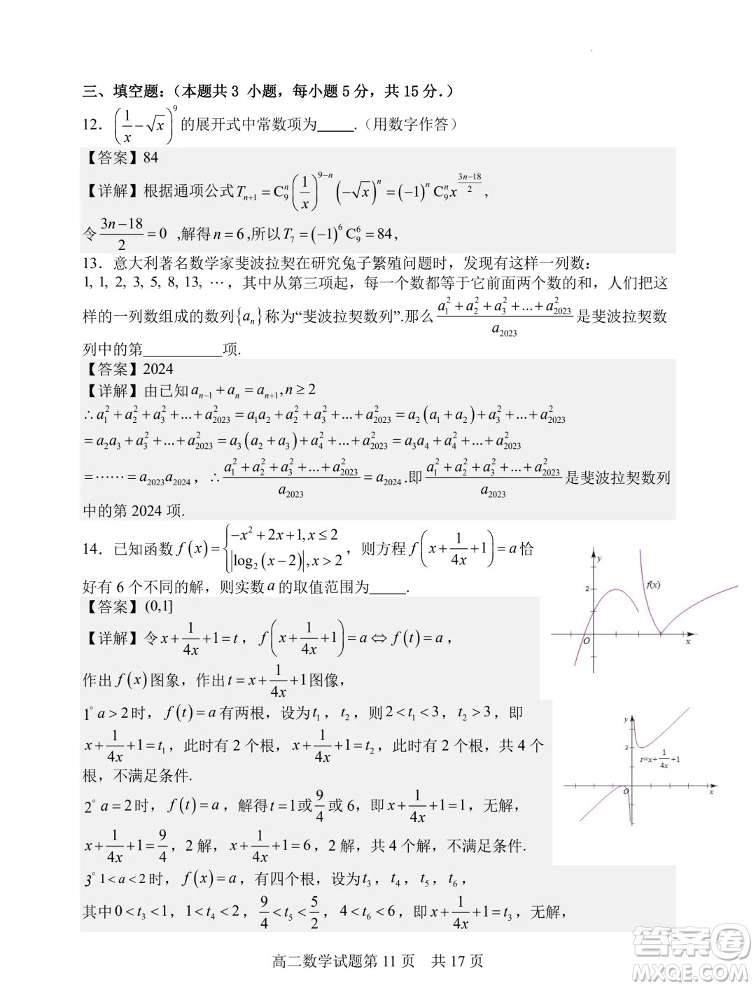 山西大學(xué)附屬中學(xué)校2025屆高三上學(xué)期開學(xué)考試數(shù)學(xué)試題答案