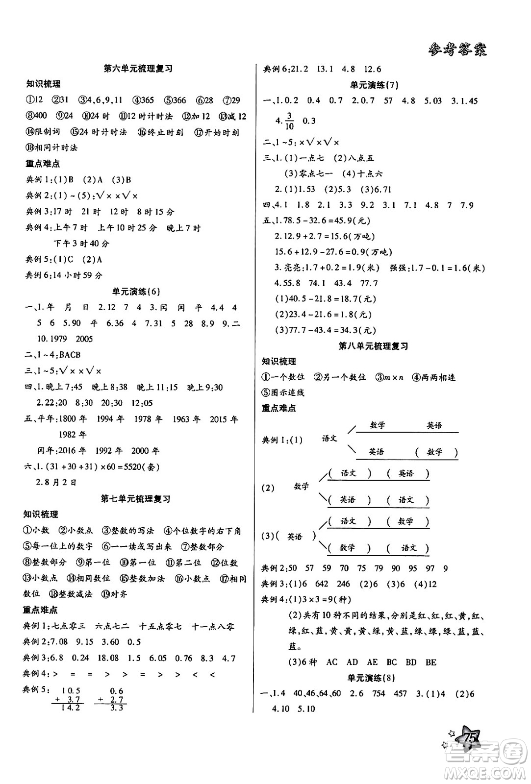 河北美術(shù)出版社2024年好學(xué)生暑假生活三年級數(shù)學(xué)通用版答案