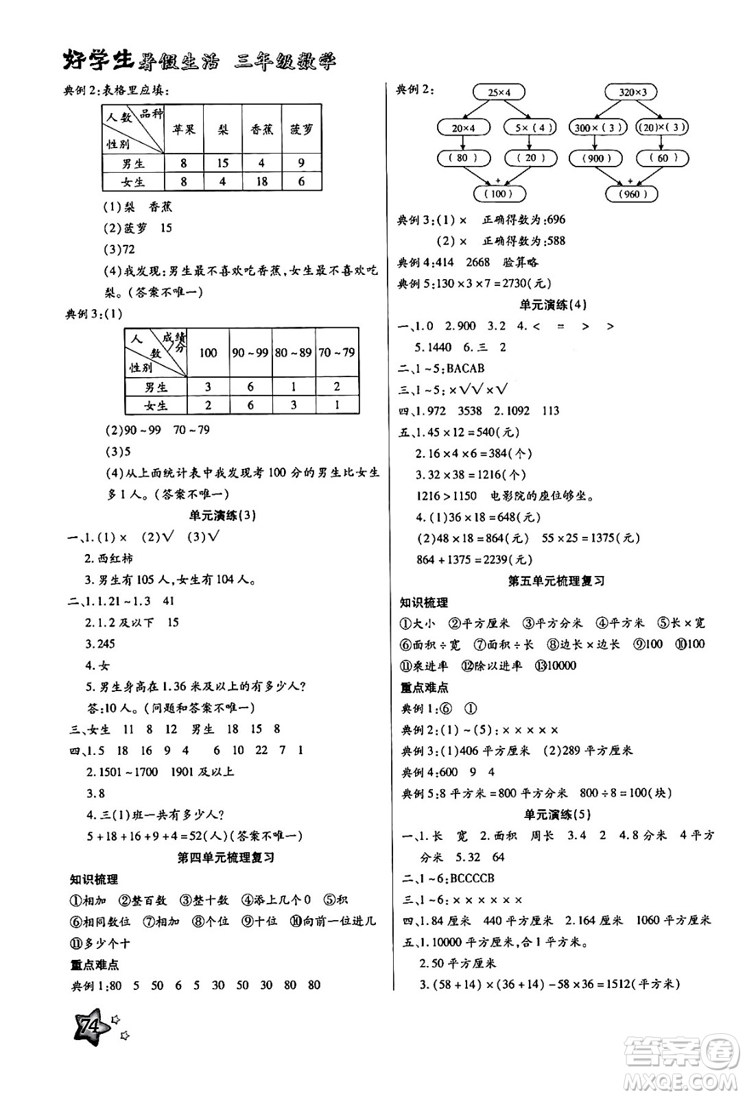 河北美術(shù)出版社2024年好學(xué)生暑假生活三年級數(shù)學(xué)通用版答案