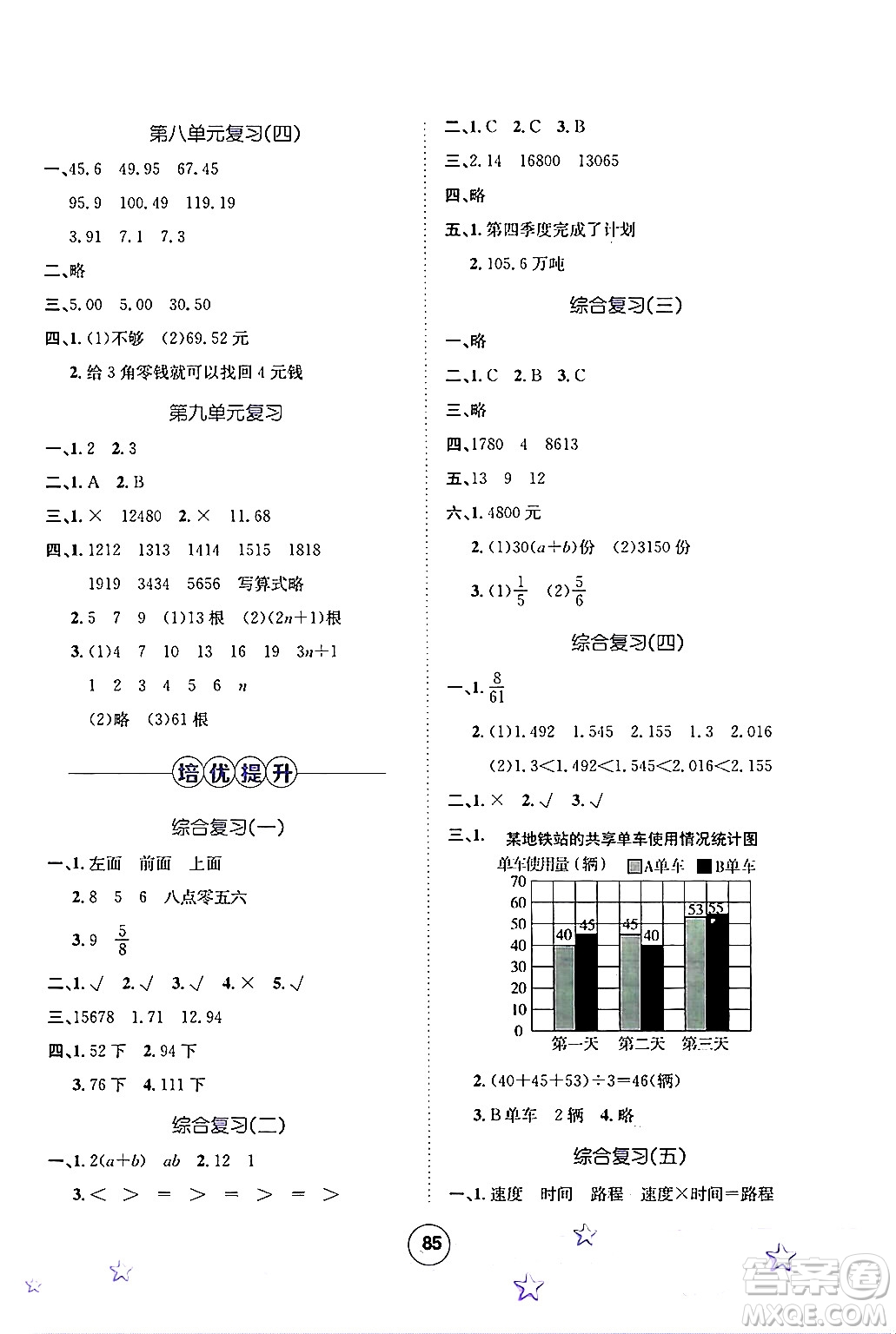 河北少年兒童出版社2024年桂壯紅皮書暑假天地四年級數(shù)學(xué)冀教版答案