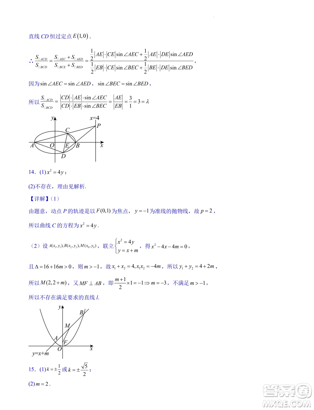 浙江省2024-2025學(xué)年高二上學(xué)期期中專題復(fù)習(xí)圓錐曲線解答題部分