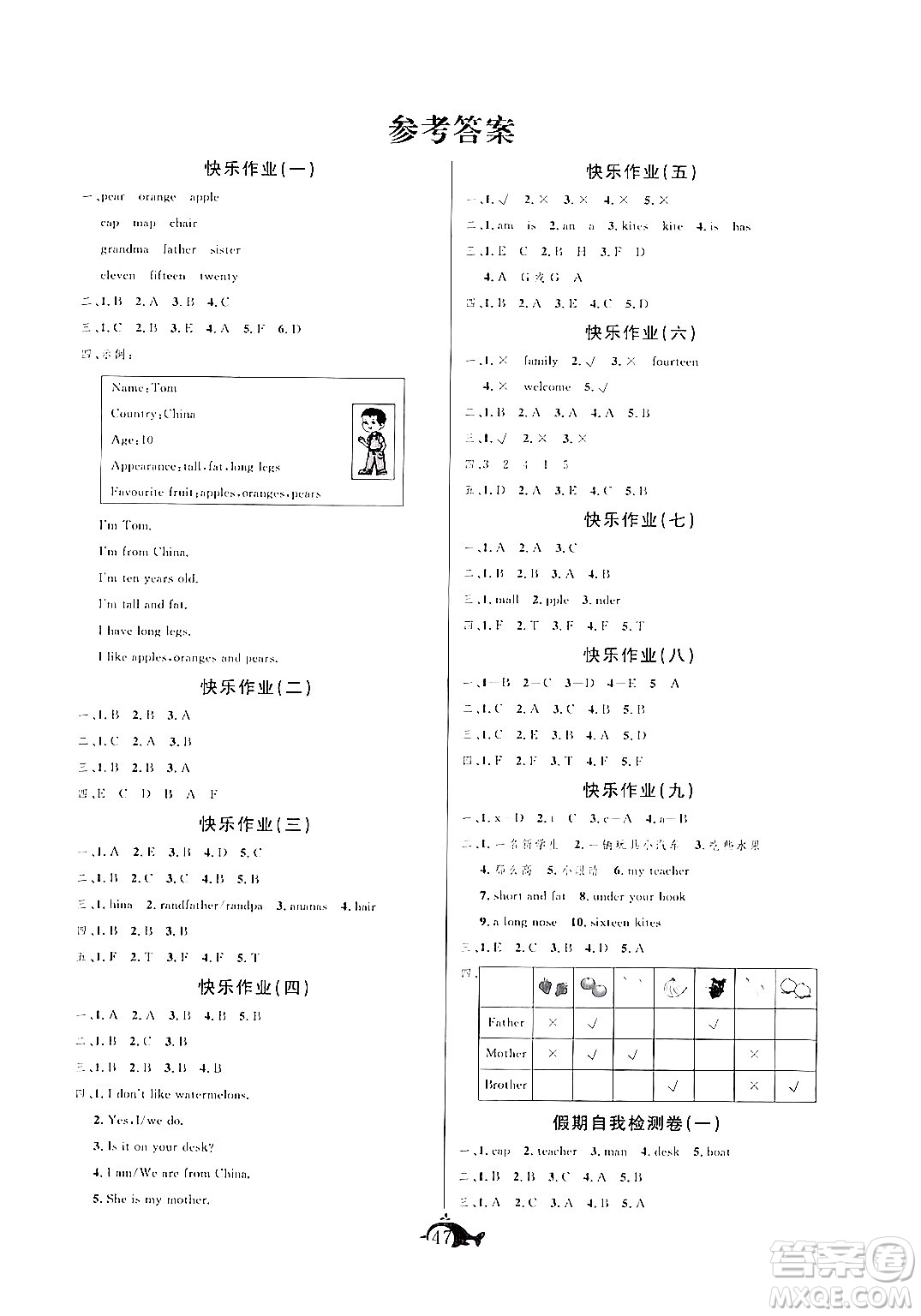 新疆文化出版社2024年智多星假期作業(yè)快樂暑假三年級英語人教PEP版答案