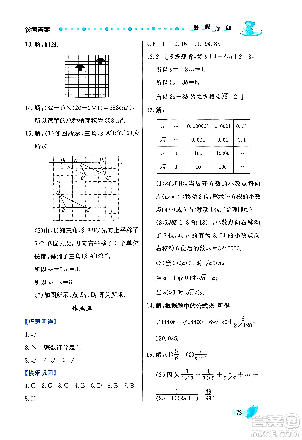 陜西人民出版社2024年實(shí)驗(yàn)教材新學(xué)案暑假作業(yè)七年級(jí)數(shù)學(xué)通用版答案